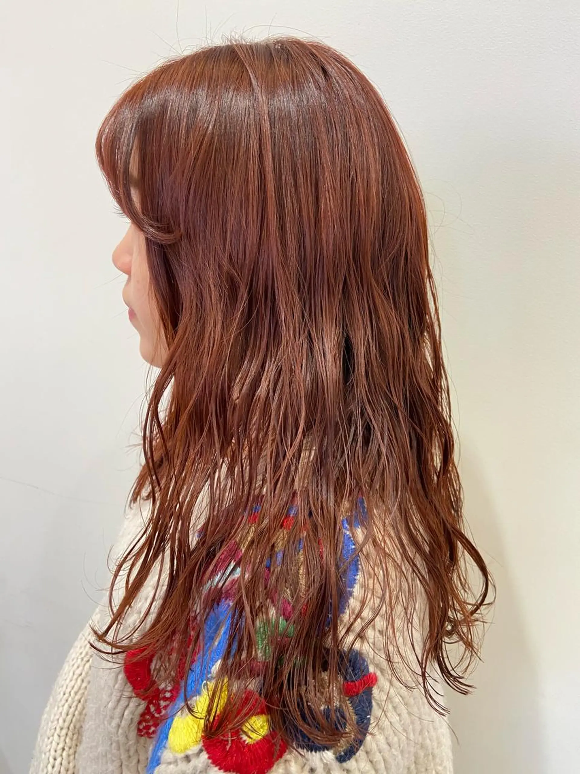 セミロング カラー 韓国風カラー オレンジ 韓国風ヘア カット ヘアカラー トリートメント Amour なぐらのヘアスタイル