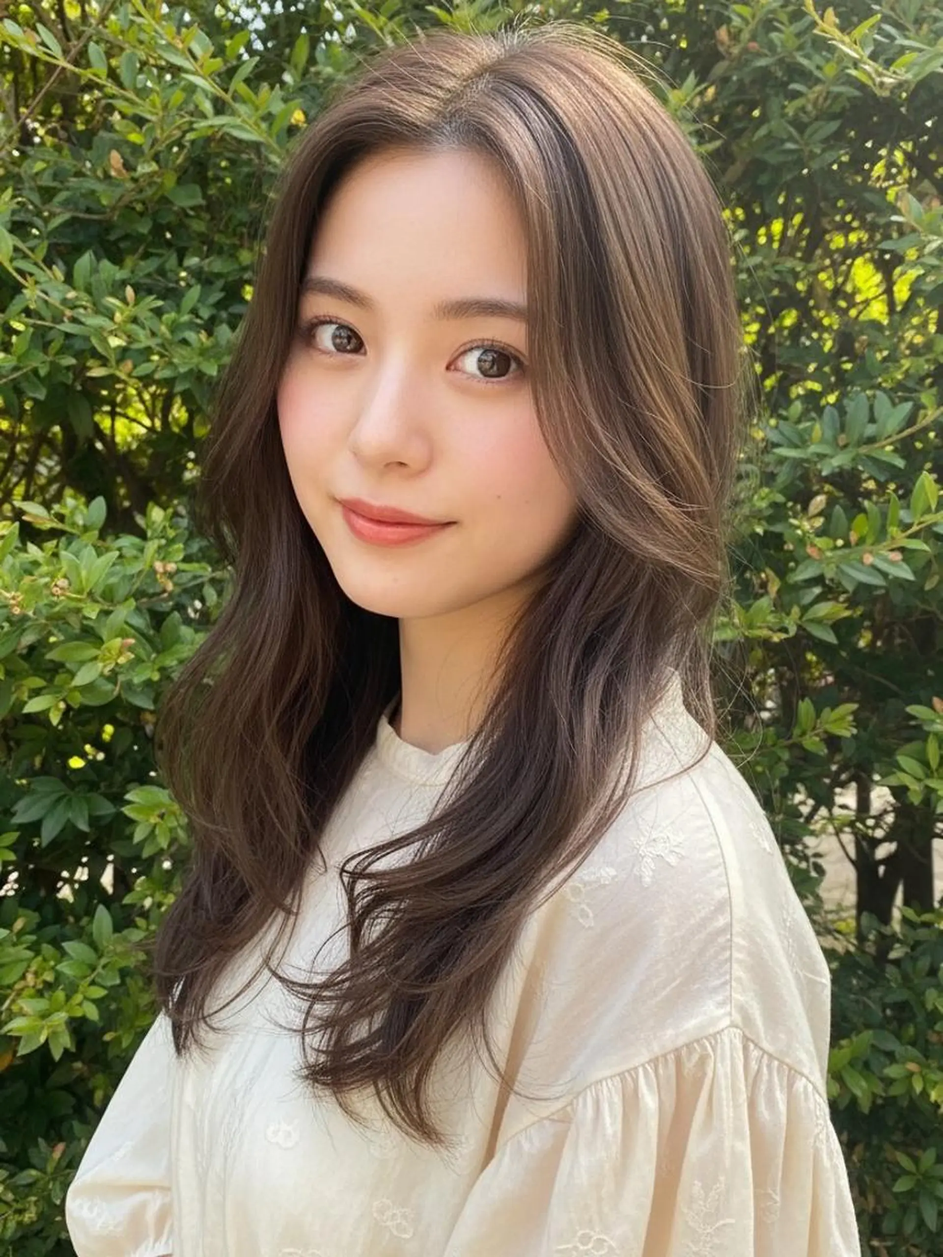 セミロング レイヤーカット カット ヘアカラー トリートメント ヘアセット さく/髪質改善× 縮毛矯正/町田のヘアスタイル