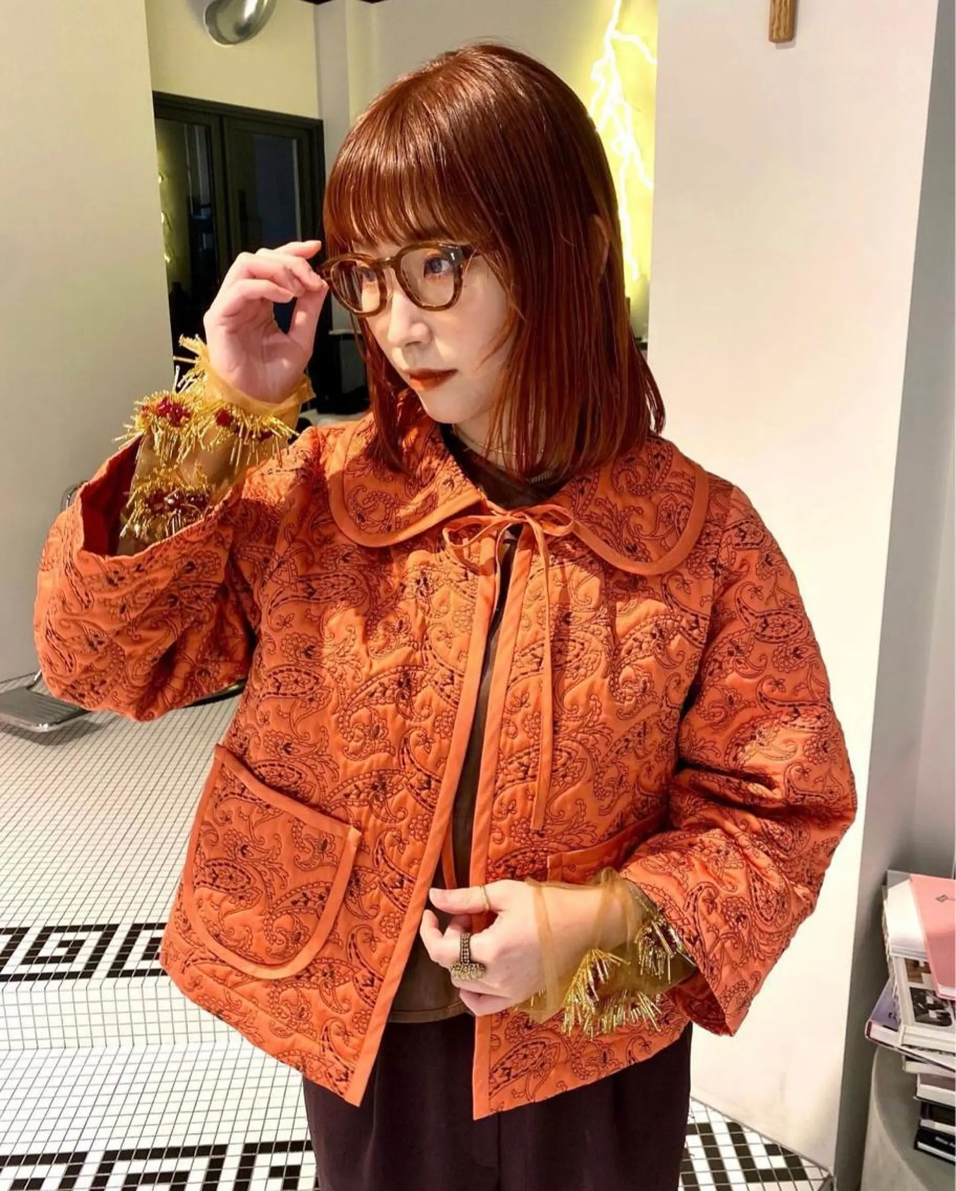 ミディアム カラー オレンジ 丹治 一輝ボブ/ショートのヘアスタイル