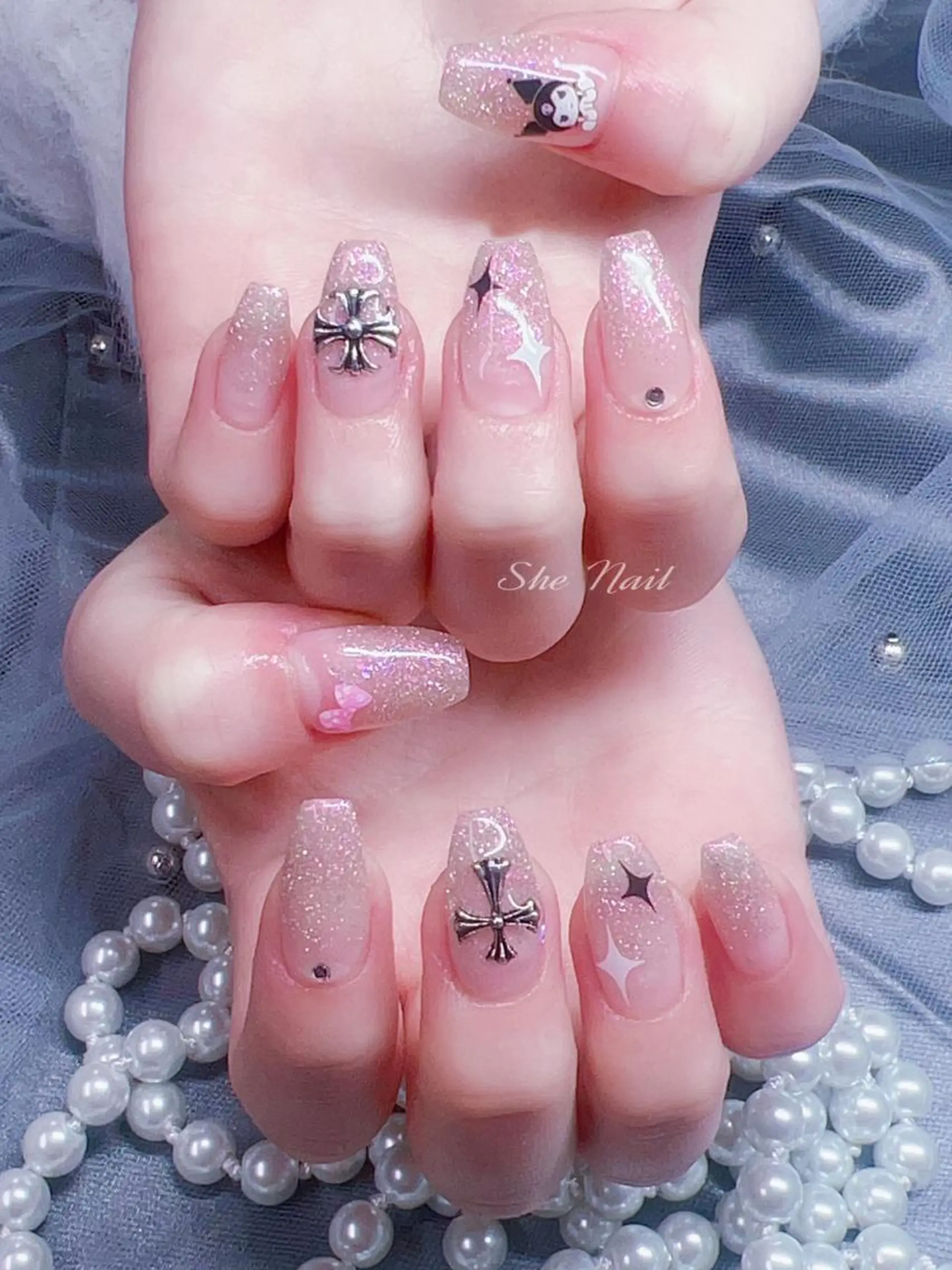 ネイル チークネイル 持ち込み 春ネイル ツイードネイル ハンドネイル She   Nail所属・ISA_ BELLAのネイルデザイン