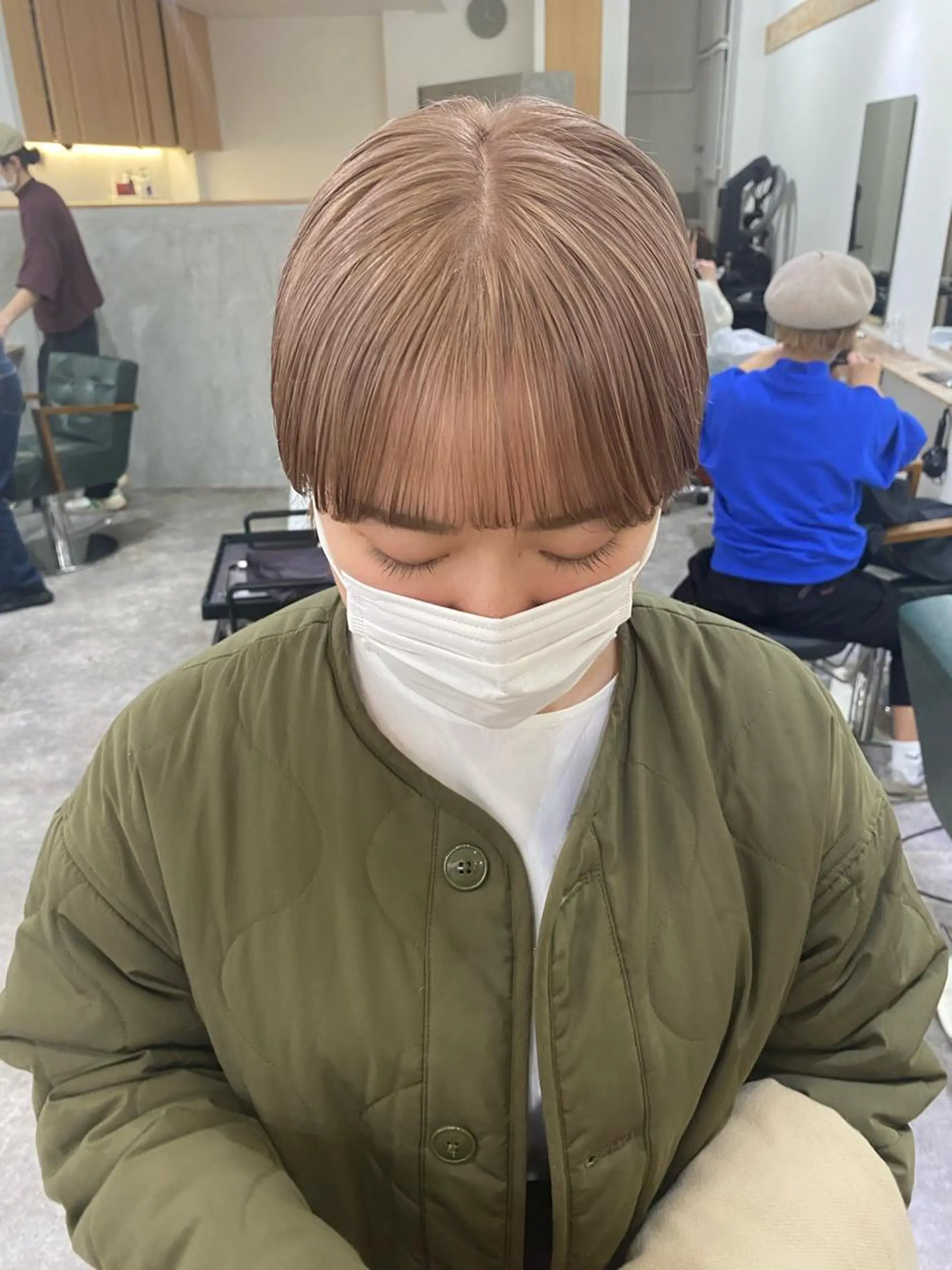 ショート カラー ベージュカラー ミルクティーベージュ カット ヘアカラー トリートメント 森貴裕/ベージュ/ パーマ/オリーブのヘアスタイル