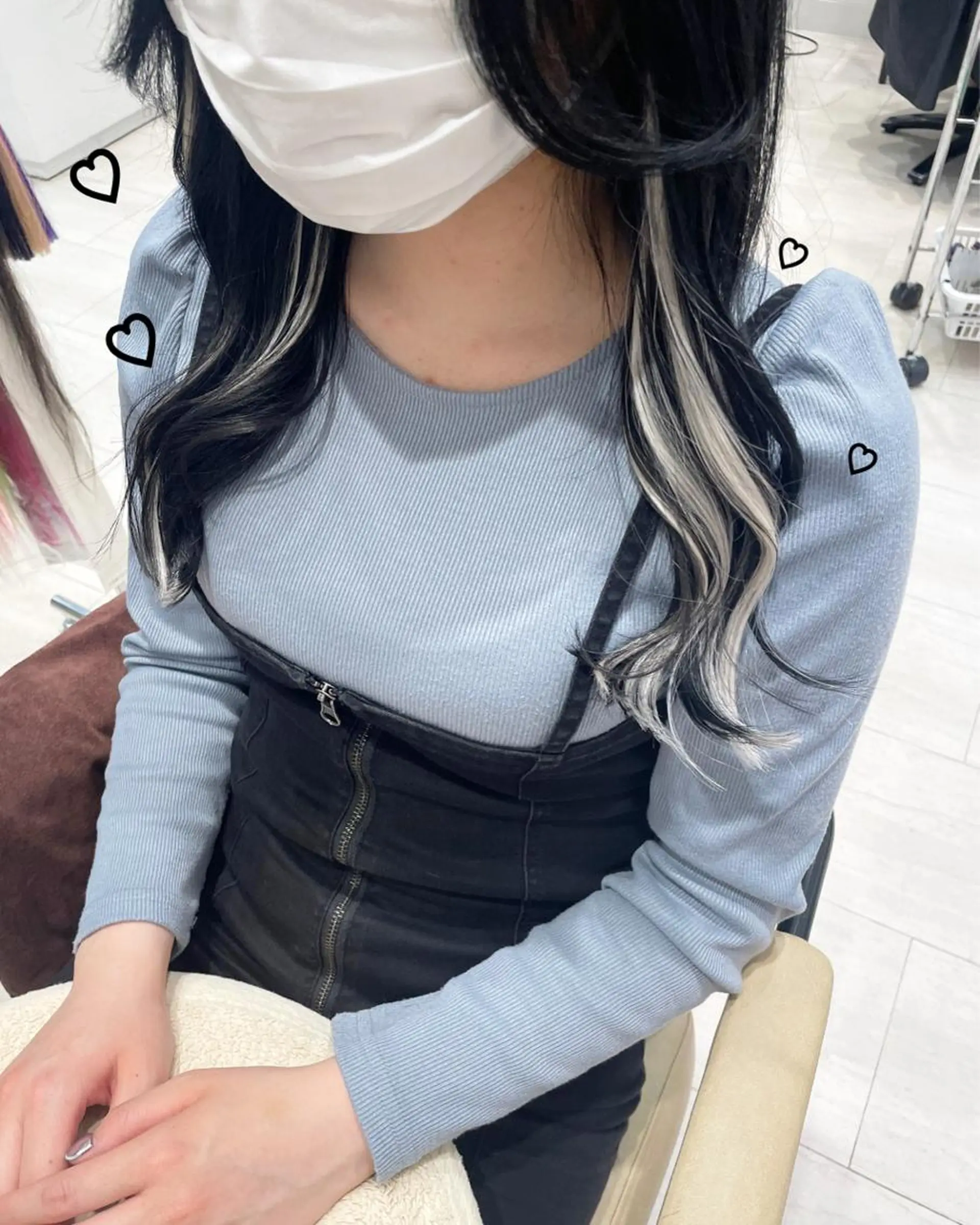 セミロング カラー 黒髪 ブルーカラー ブルーブラック エクステ ヘアカラー エクステ EMANON新宿東口所属・新宿駅近♡個室 ♡関口三都季🌜のヘアスタイル