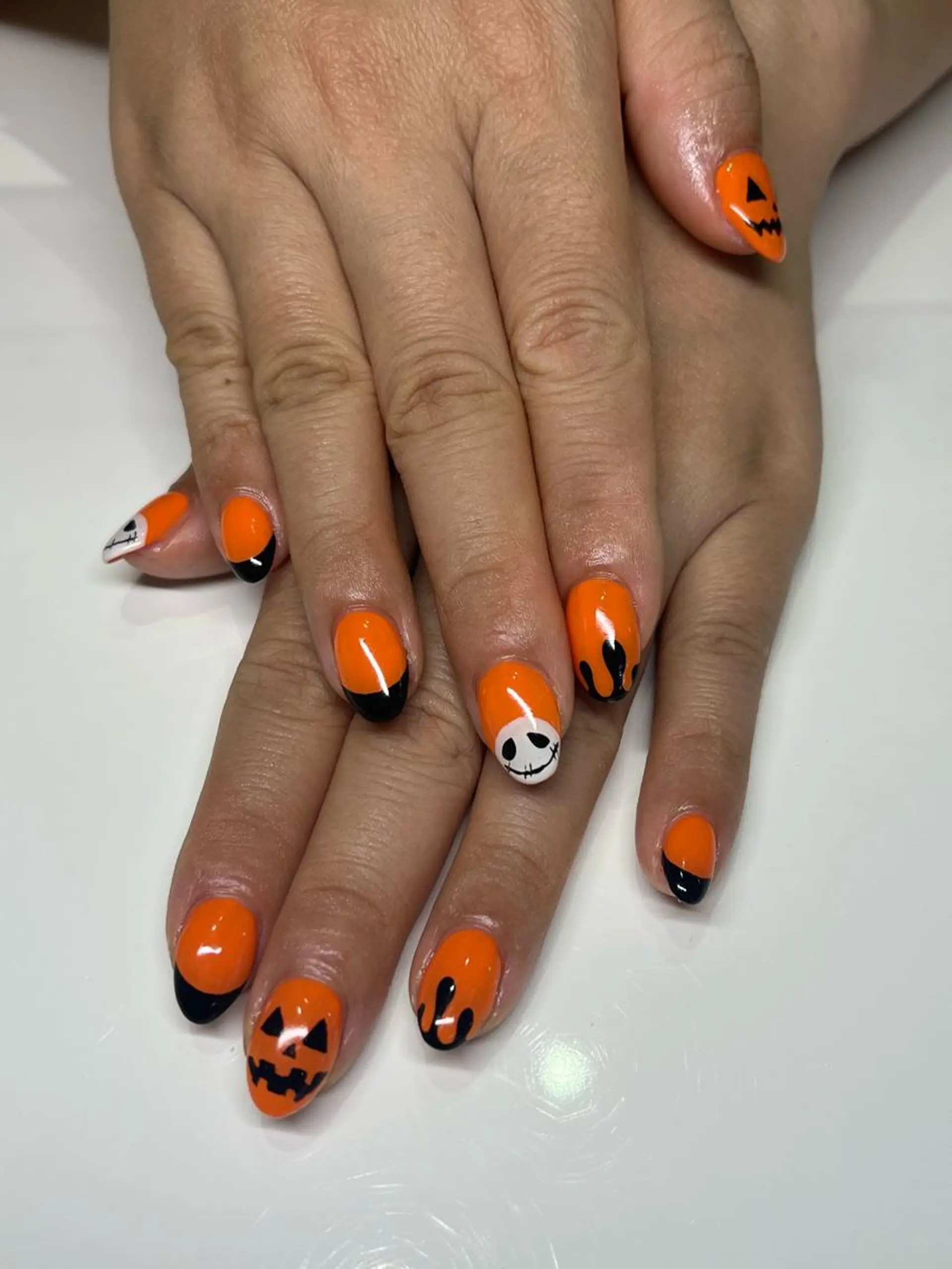 ネイル アートネイル フレンチネイル ハロウィン オレンジ Ribbon佐野店 小泉のネイルデザイン
