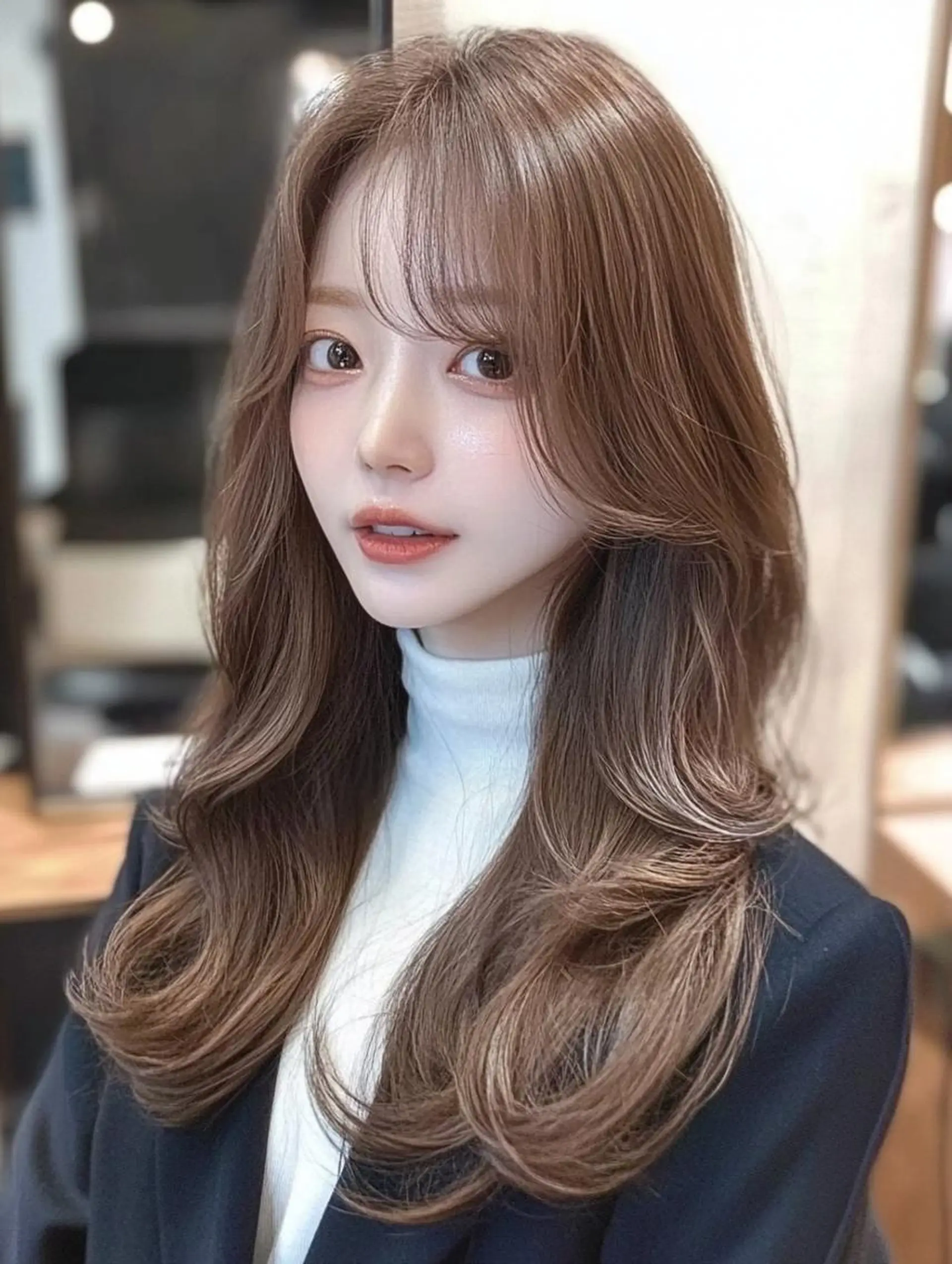 セミロング カット ヘアカラー トリートメント バレイヤージュ/ ミルクティーベージュのヘアスタイル