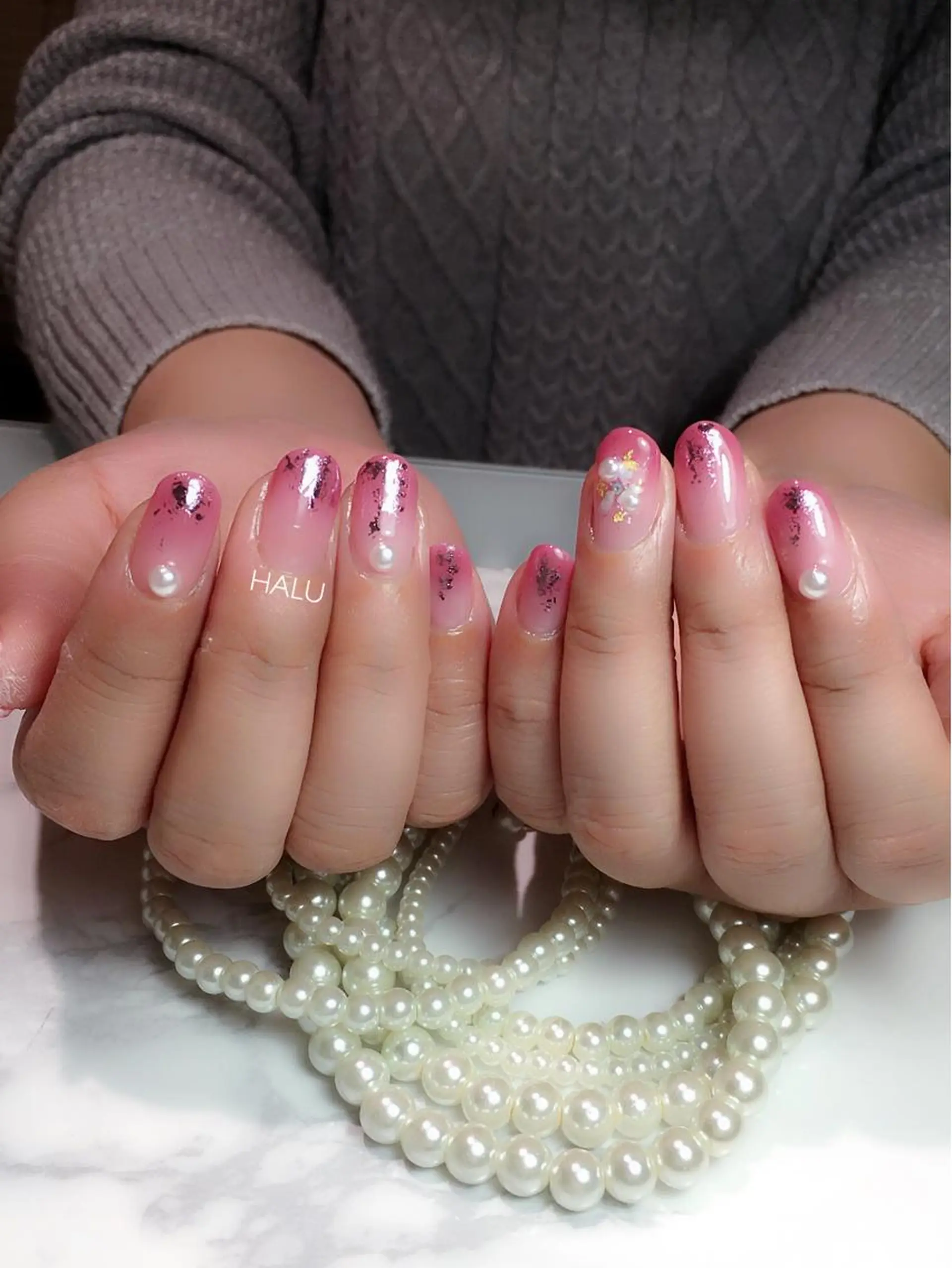 ネイル アートネイル カジュアル ピンク HALU ハルのネイルデザイン