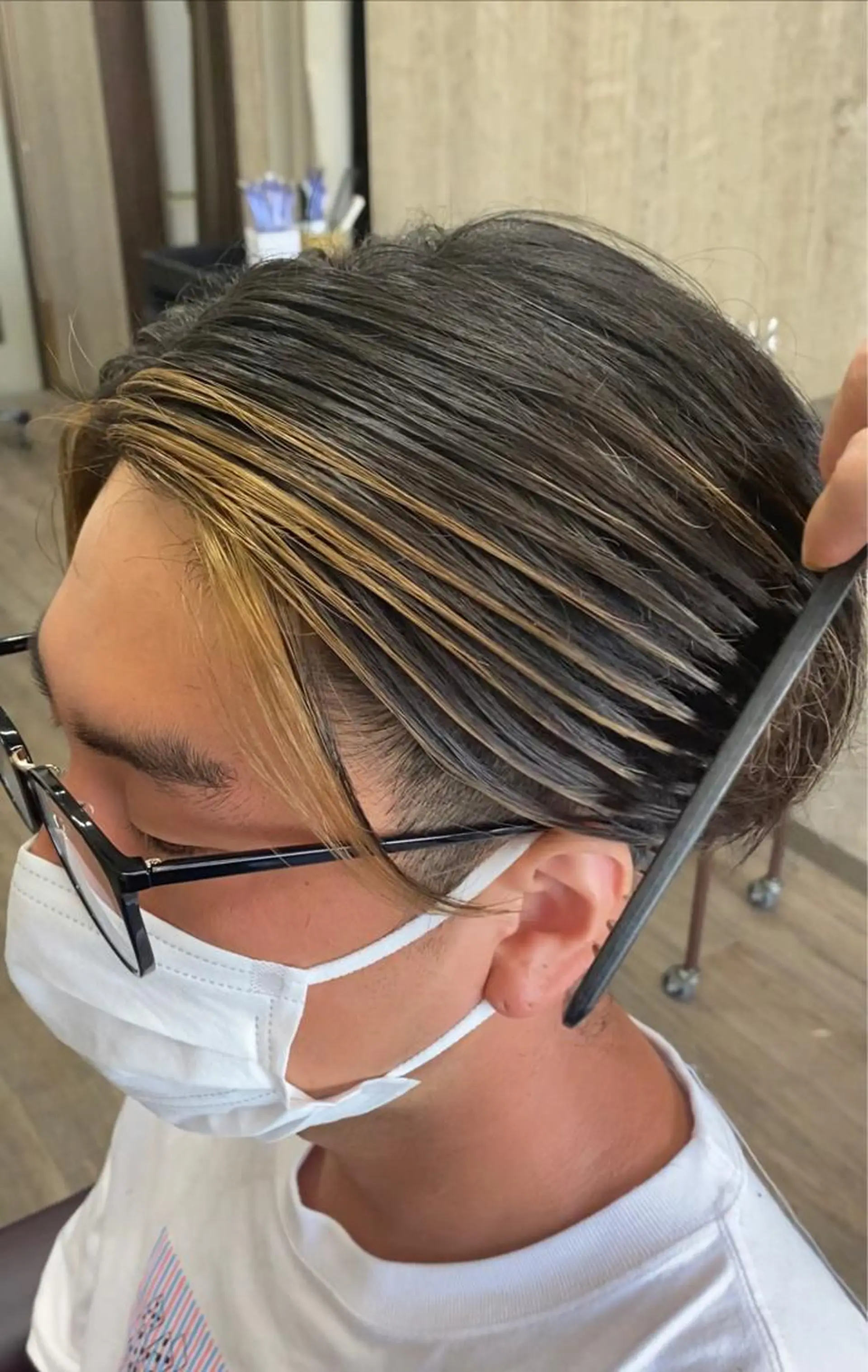 カラー メンズ ミストバング デザインカラー  フェイスフレーミング hair salon Ame(エイム)所属・熊井 達也のヘアスタイル