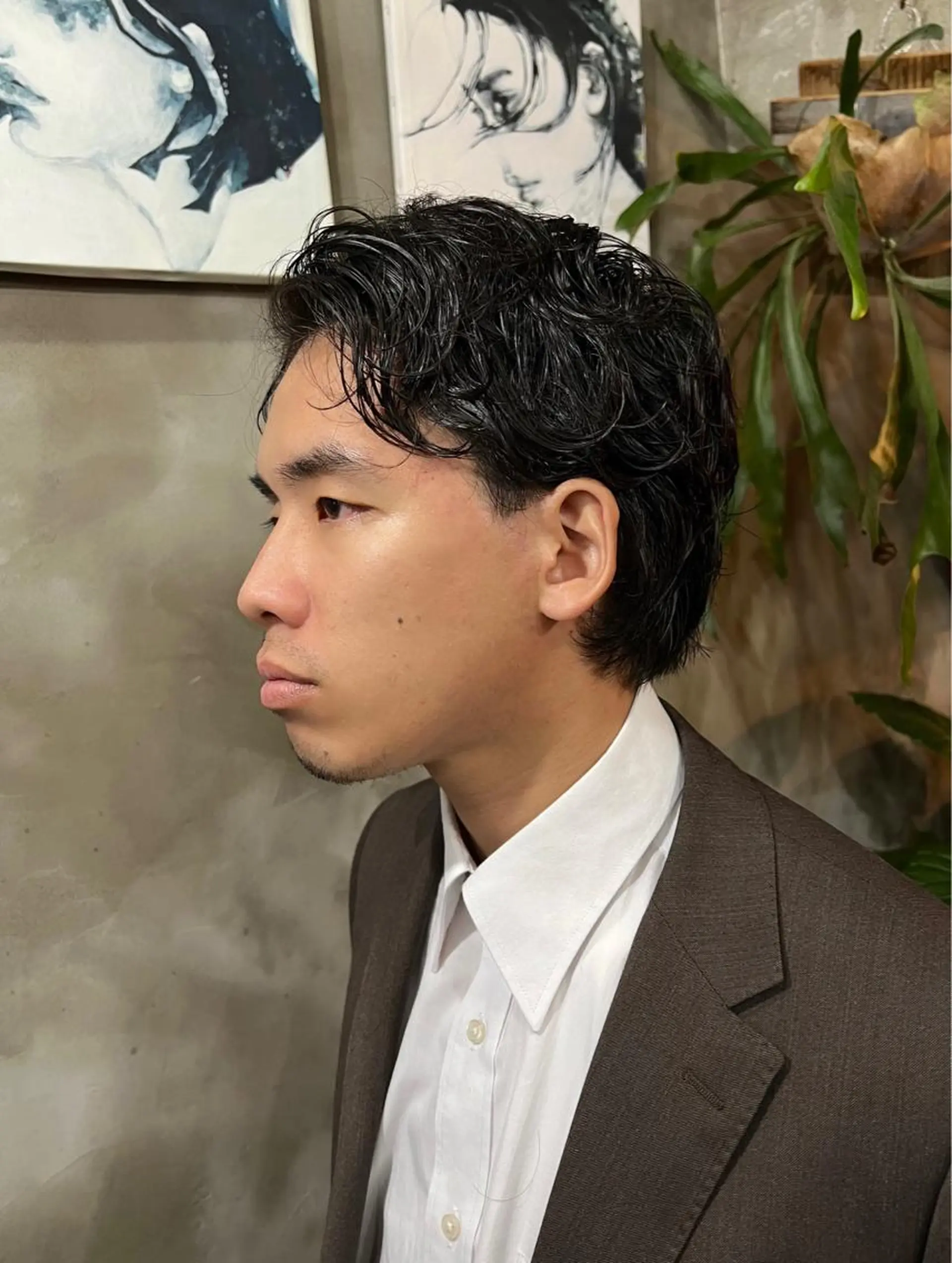 ショート パーマ メンズ カット パーマ トリートメント 木村陸弥 透明感/赤み消しのヘアスタイル