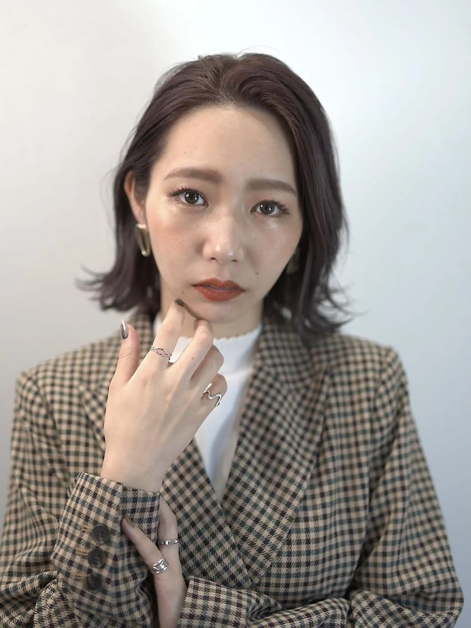ミディアム 柳下 涼のヘアスタイル