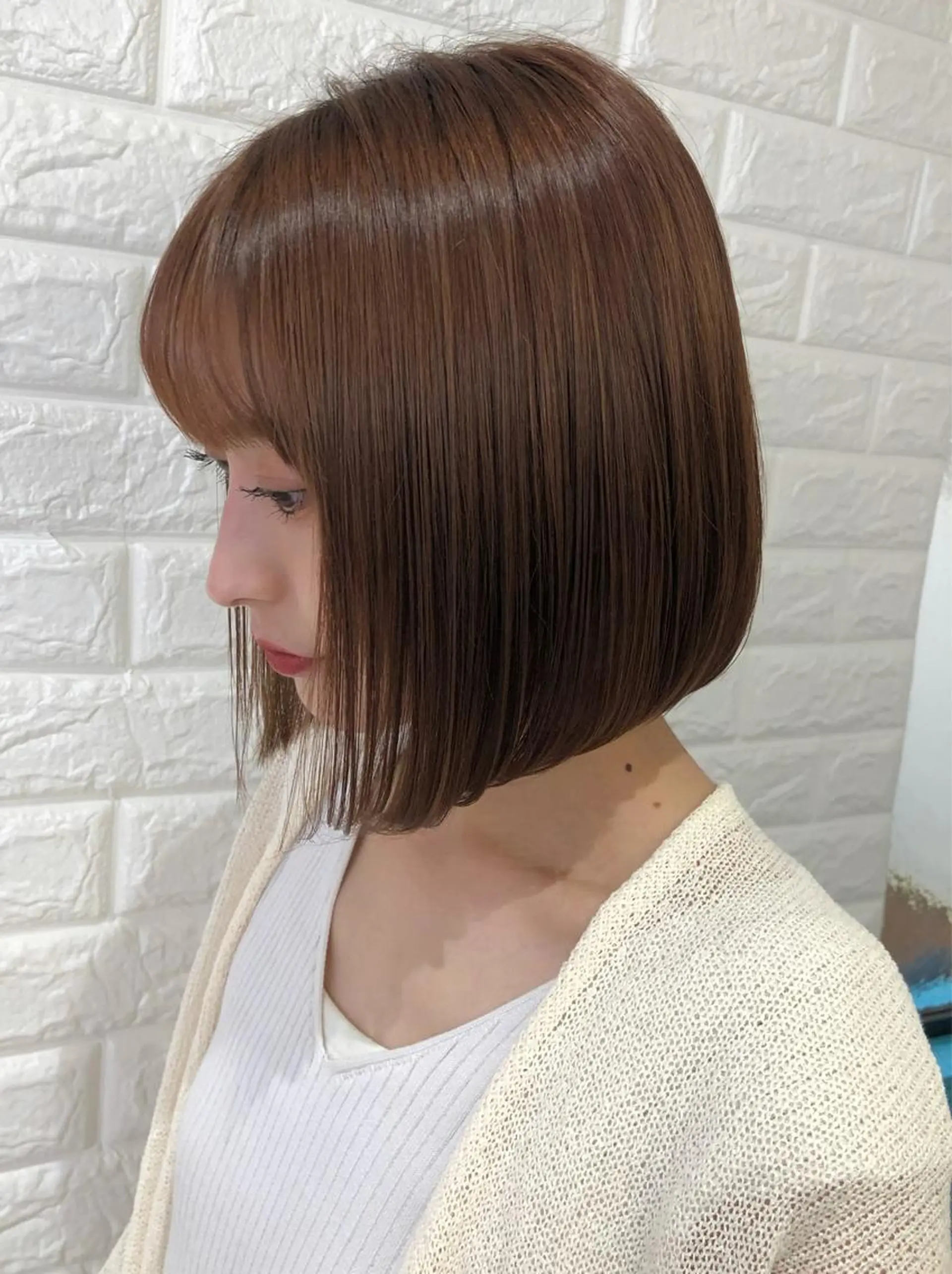 ショート ボブ ヘアカラー トリートメント 本田 奈穂美のヘアスタイル