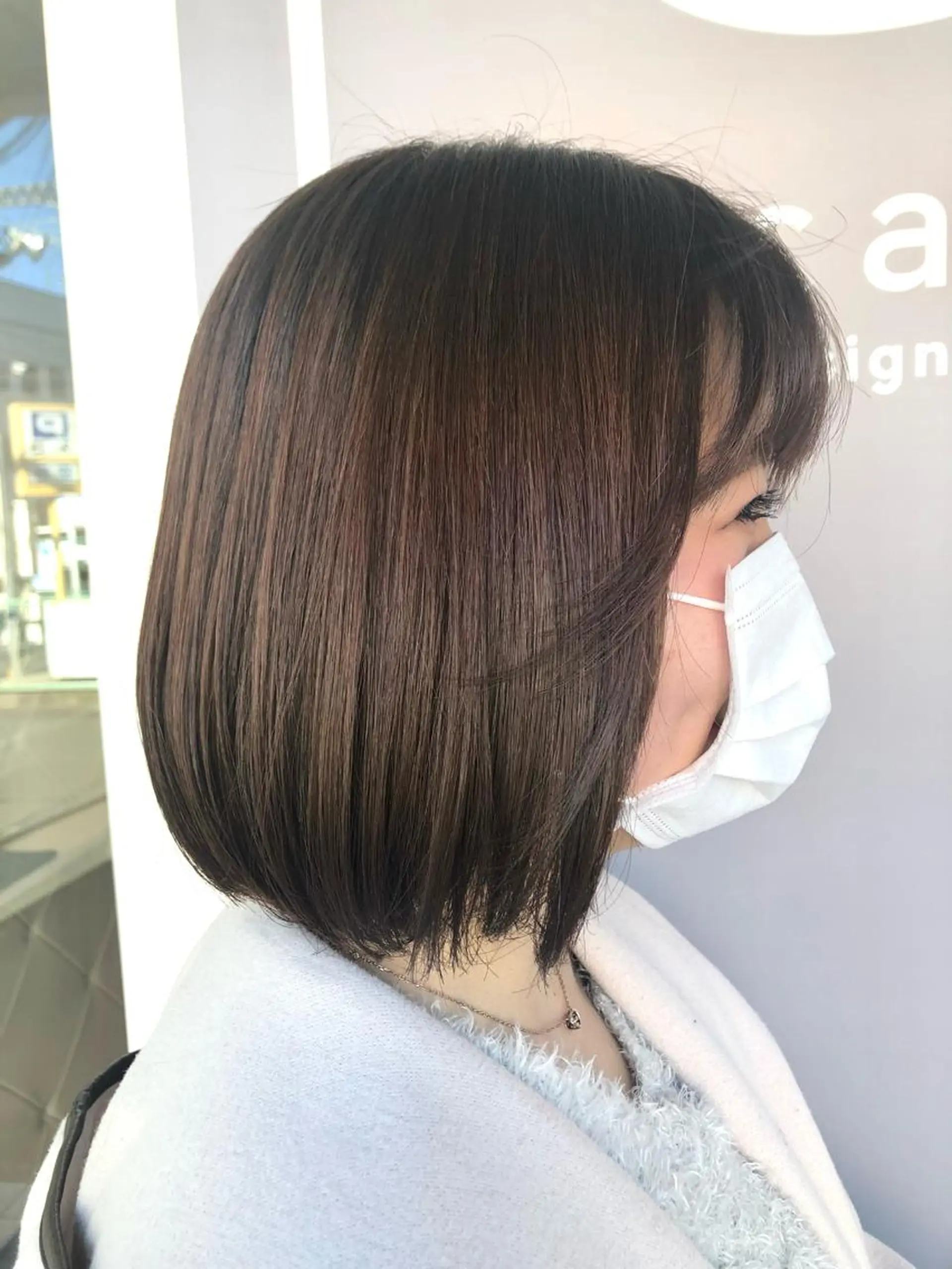 ミディアム カラー ブラウンカラー 透明感カラー モカブラウン Pocketいわき 深谷 智花のヘアスタイル