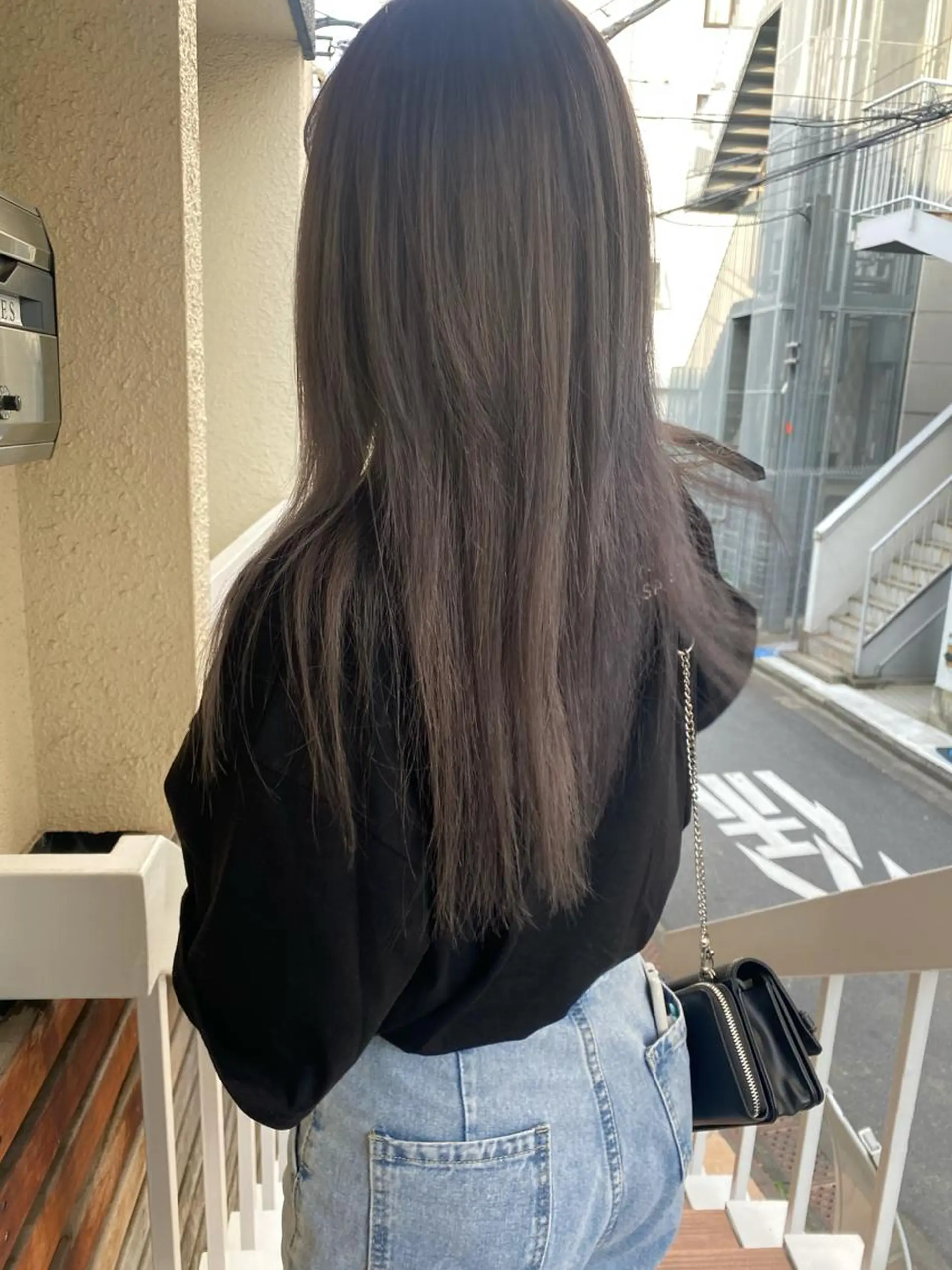 ロング カラー グレージュ ヘアカラー エクステ ハイトーン 💭黒崎ハルカのヘアスタイル