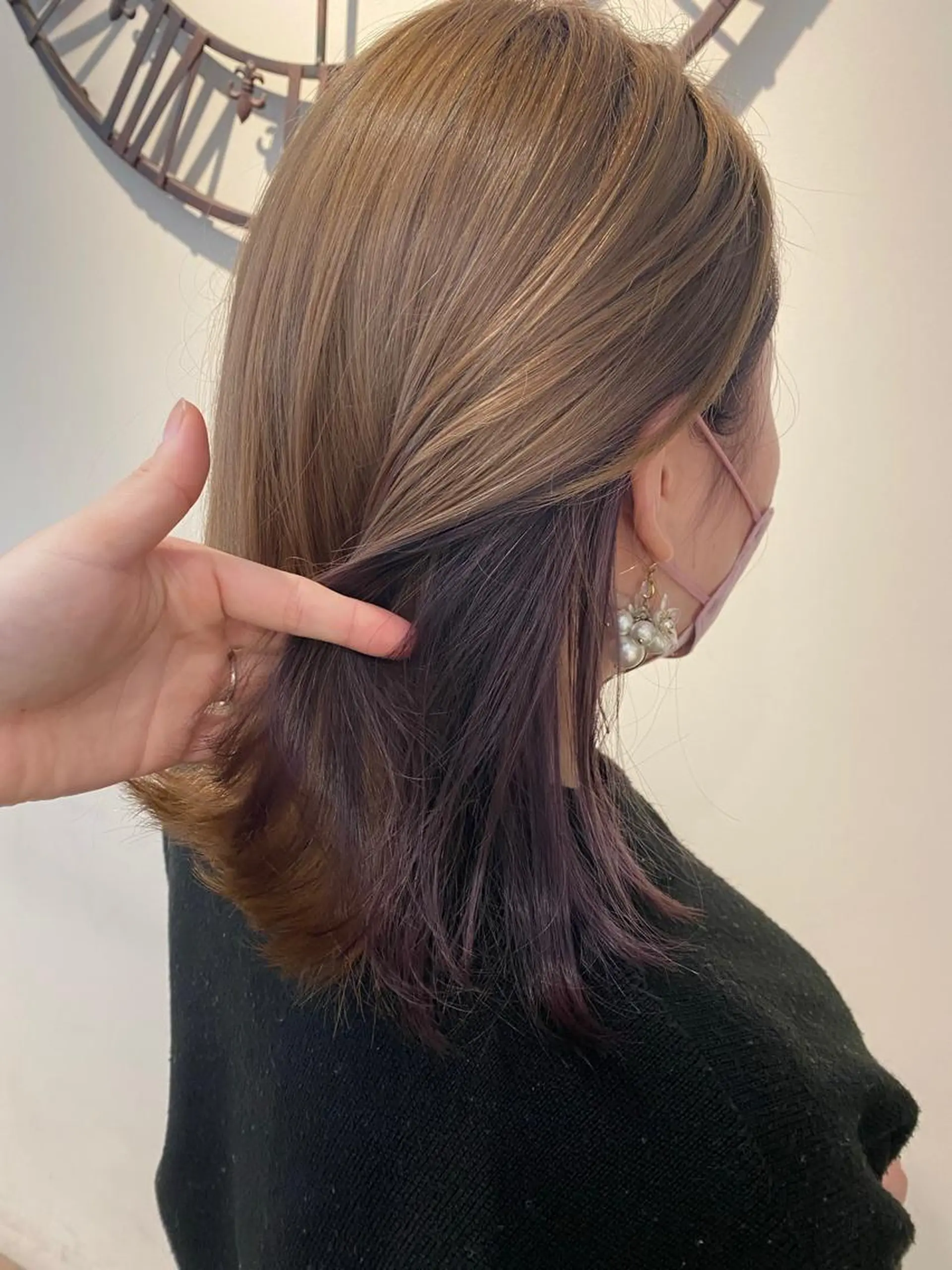 ミディアム カラー ベージュカラー パープルカラー ヘアカラー 川越 輝梨奈のヘアスタイル