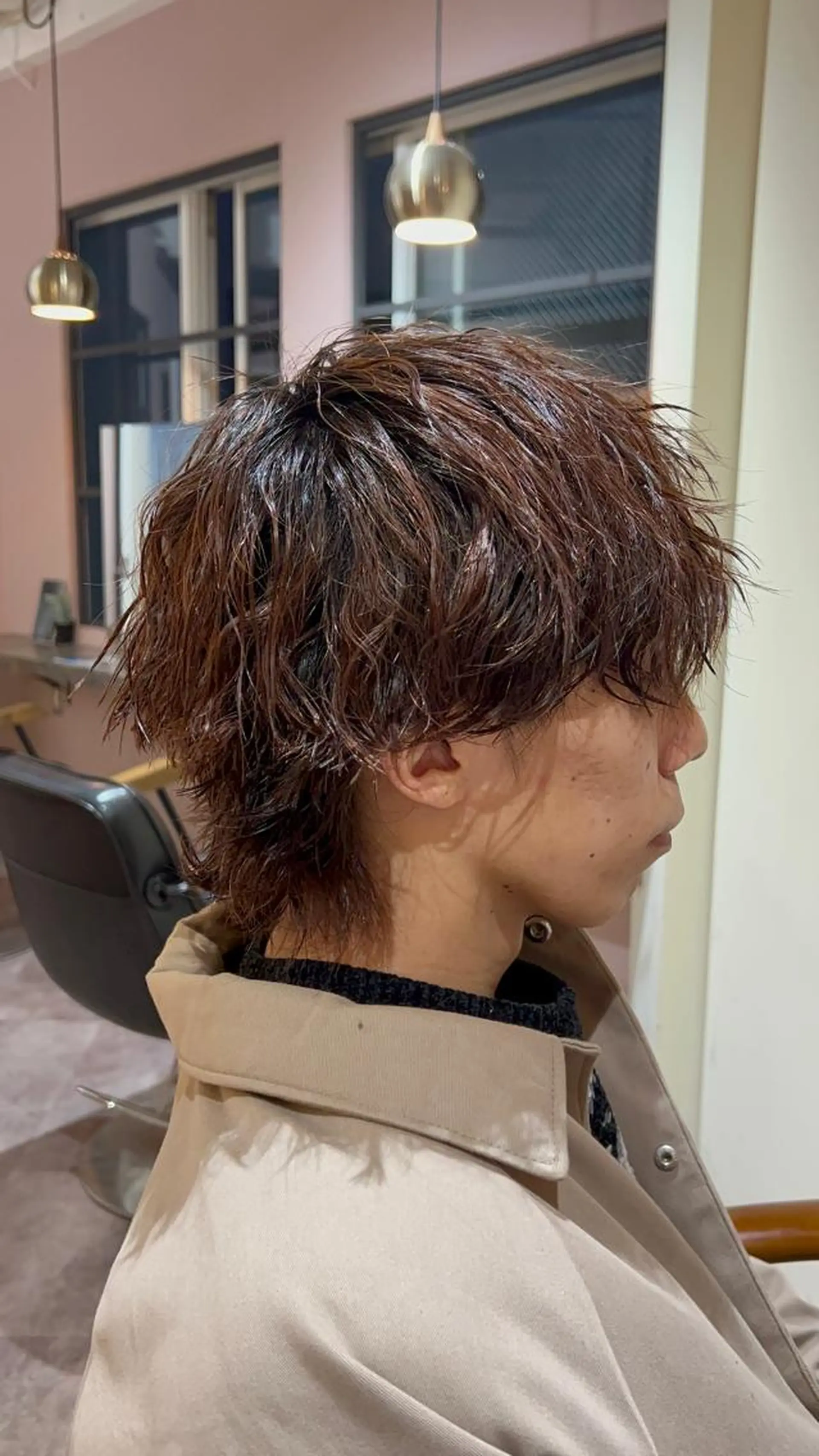 ショート パーマ メンズ 難波/メンズウルフ・ フェザーパーマ鶴田文のヘアスタイル