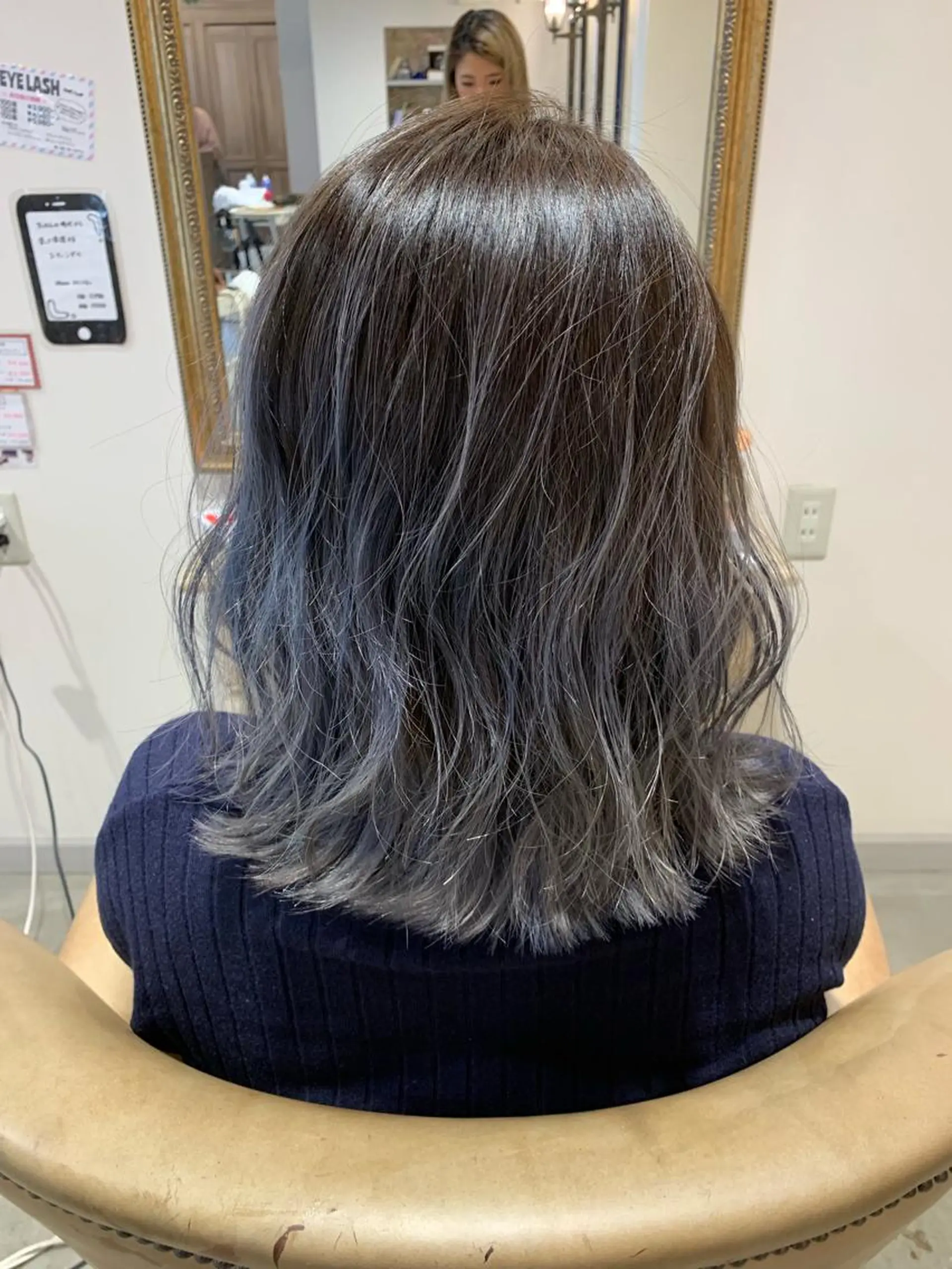 ミディアム カラー パーマ ヘアアレンジ キッズ ネイル マツエク・マツパ ブルーカラー グラデーションカラー シルバー ブルー グラデーション ヘアカラー トリートメント 韓国♡ワンホン系 ♡YURIのヘアスタイル