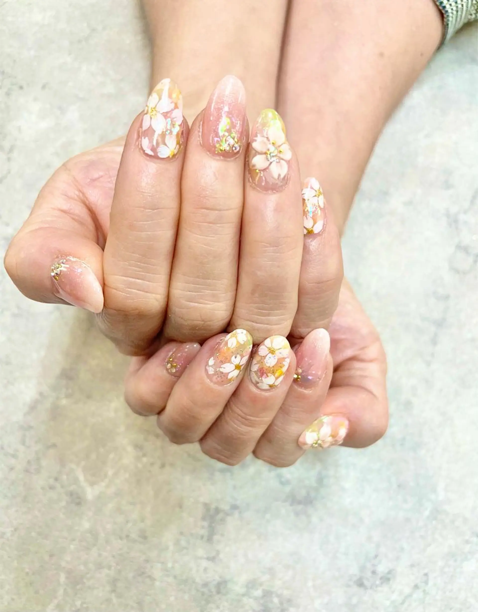 ネイル グラデーション オレンジ ピンク ハンドネイル .N YUKIのネイルデザイン