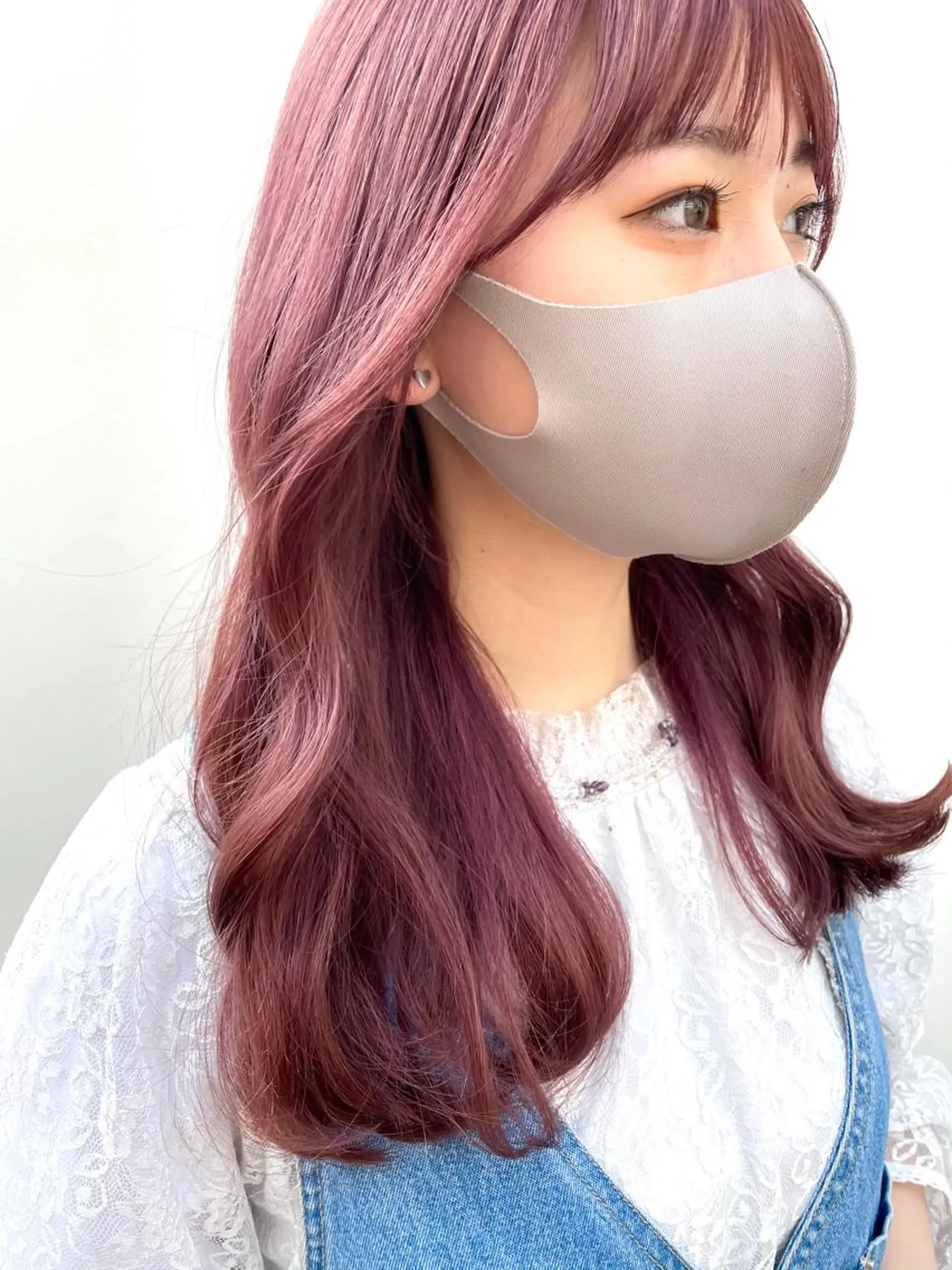 ロング カラー ピンクカラー ピンクパープル パープルカラー ヨシンモリ 韓国風ヘア カット ヘアカラー chama レイヤーカットのヘアスタイル