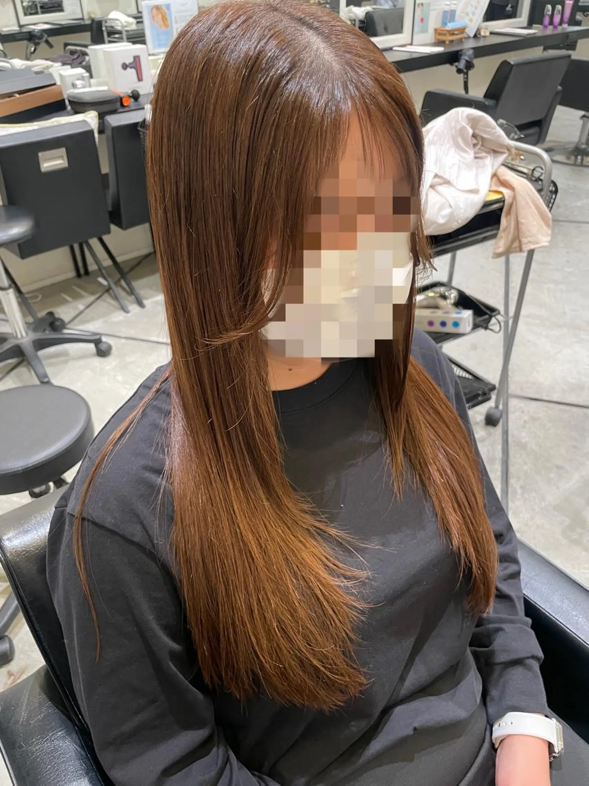 ロング 顔周りカット レイヤーカット MOURI CHISATOのヘアスタイル