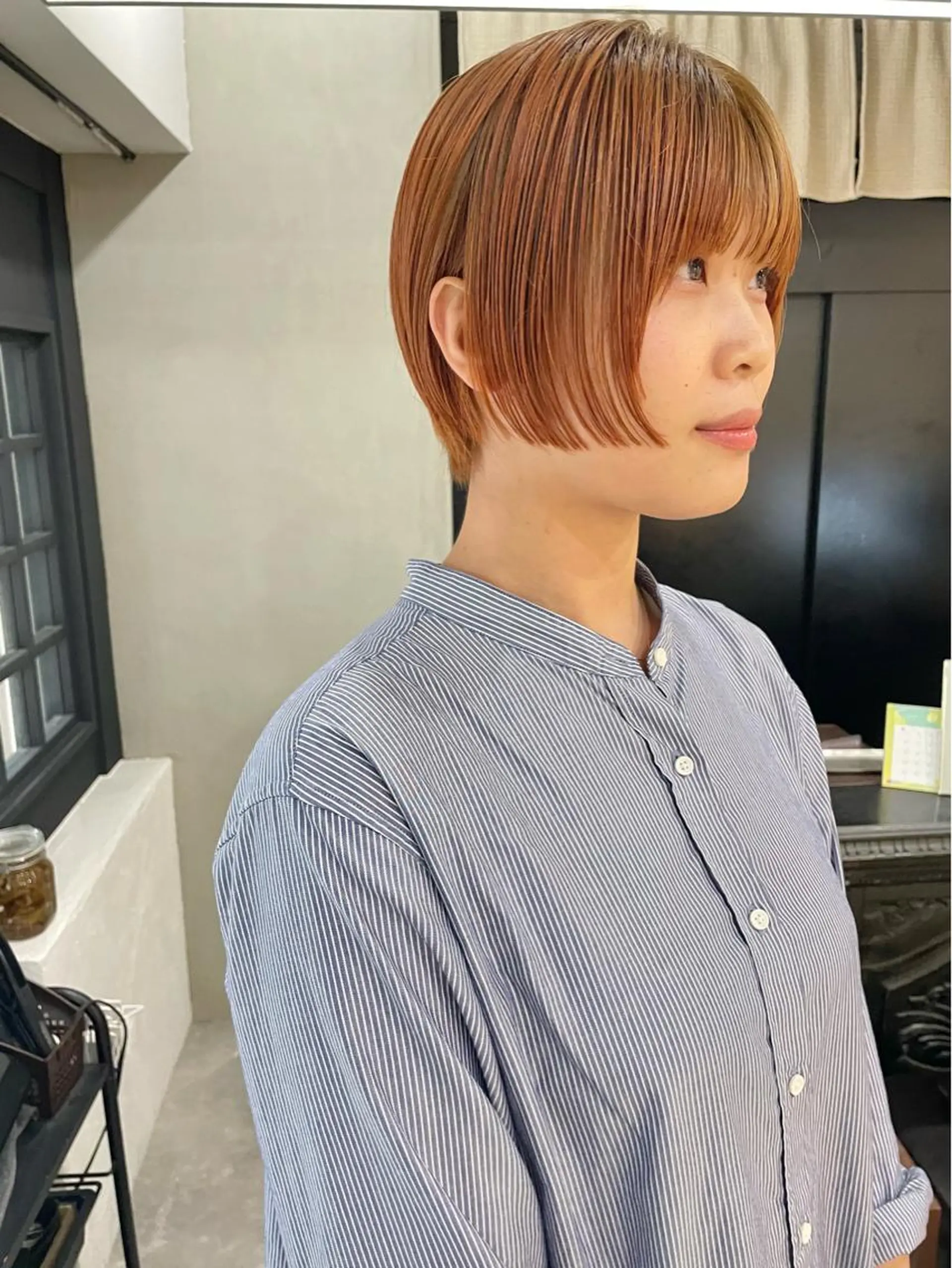 ショート カラー ベージュカラー オレンジ オレンジベージュ カット ヘアカラー トリートメント ショート・ボブ ・ウルフ✂︎IMAIのヘアスタイル