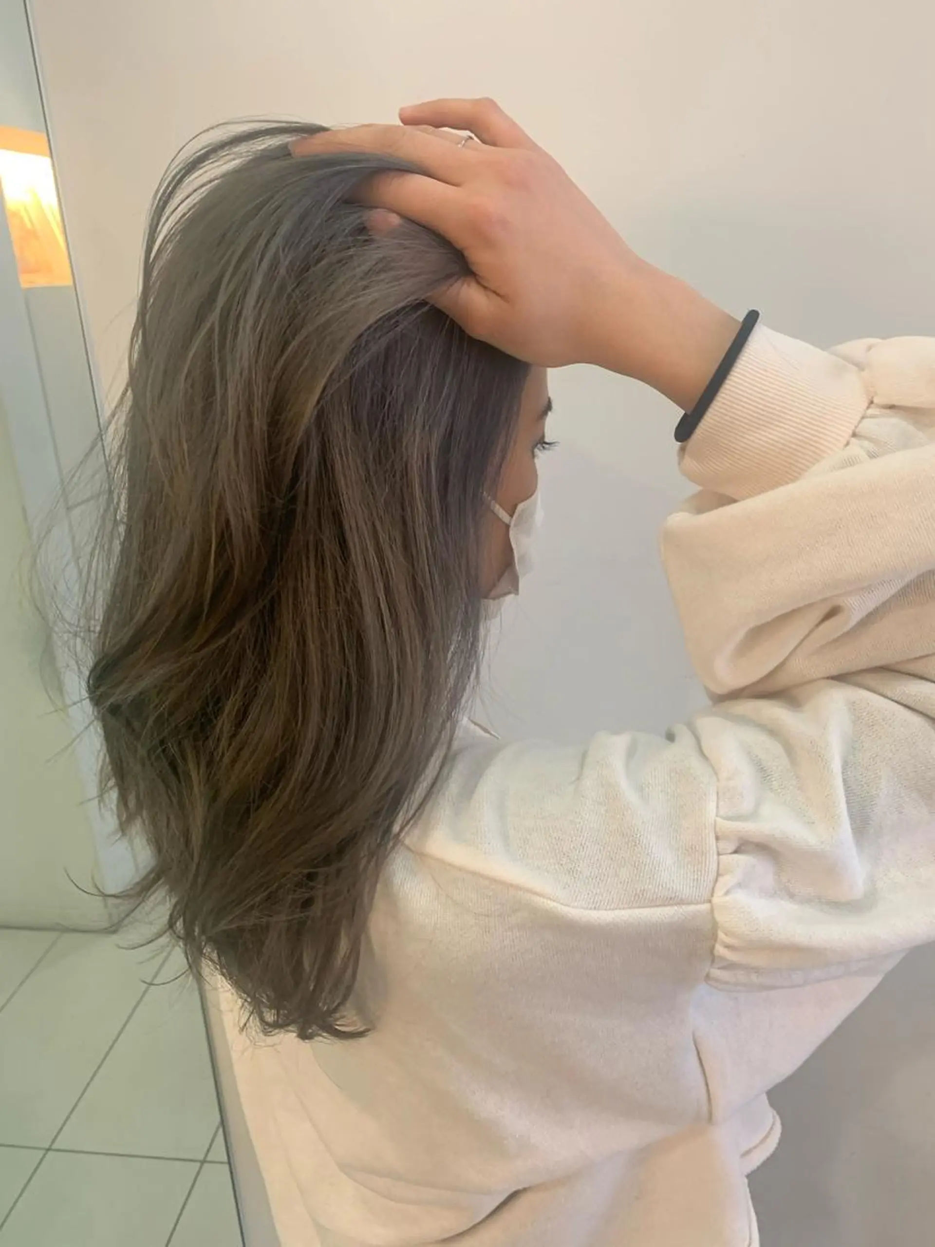 セミロング エクステ 透明感カラー/ 藤原リックのヘアスタイル