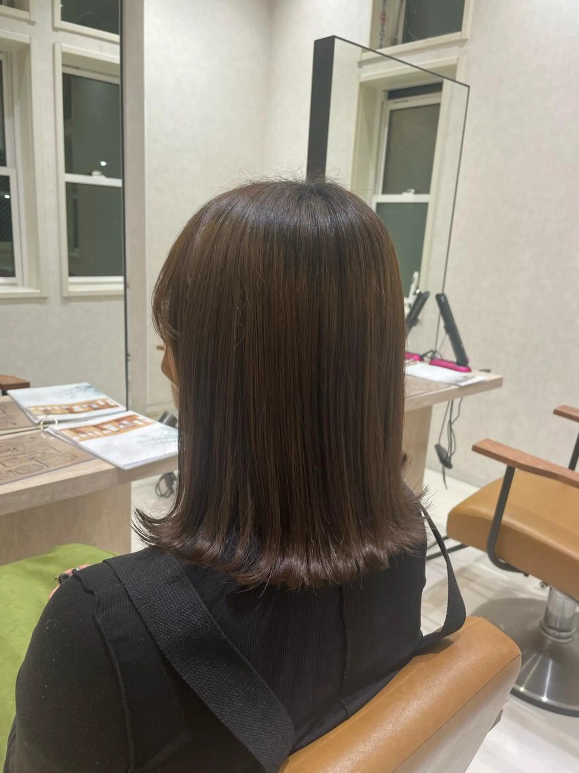 ミディアム 切りっぱなしロブ 海老名で韓国風 HANA🌷のヘアスタイル