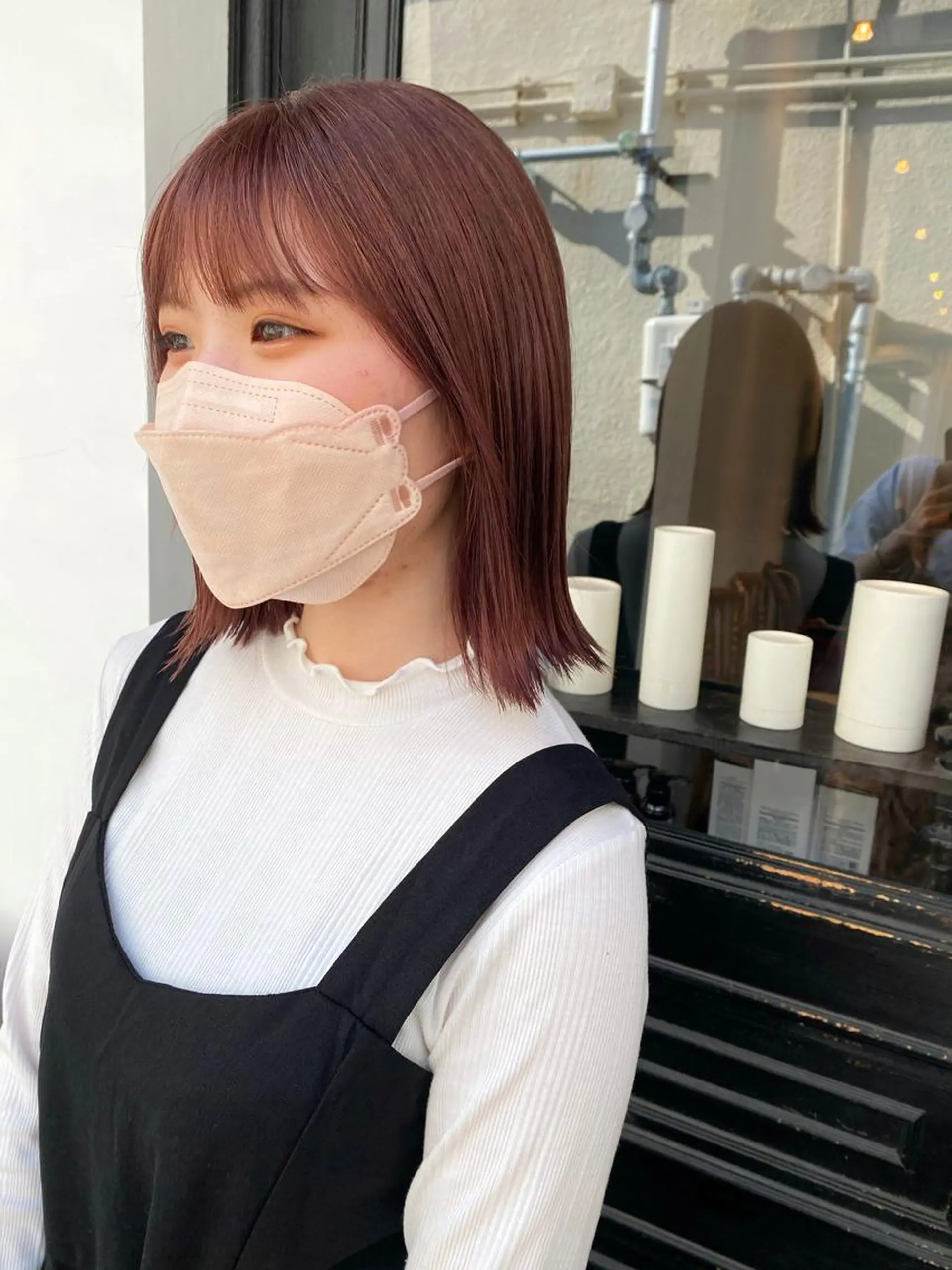 ショート カラー ベージュカラー ブリーチ ピンクカラー ピンクベージュ ボブ カット ヘアカラー トリートメント tonari 梅田、中崎町のヘアスタイル