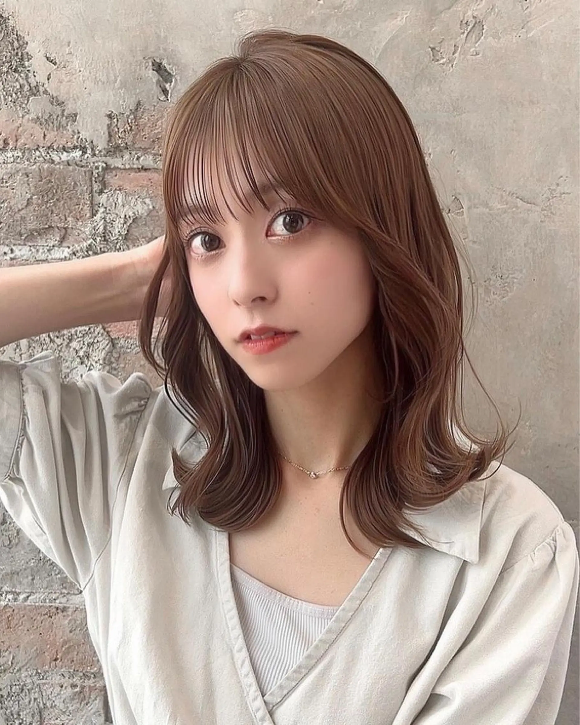 ミディアム くびれヘア 髪質改善 縮毛矯正 カット ヘアカラー トリートメント 🧡くびれヘア/前髪 顔周り🧡久原結衣のヘアスタイル