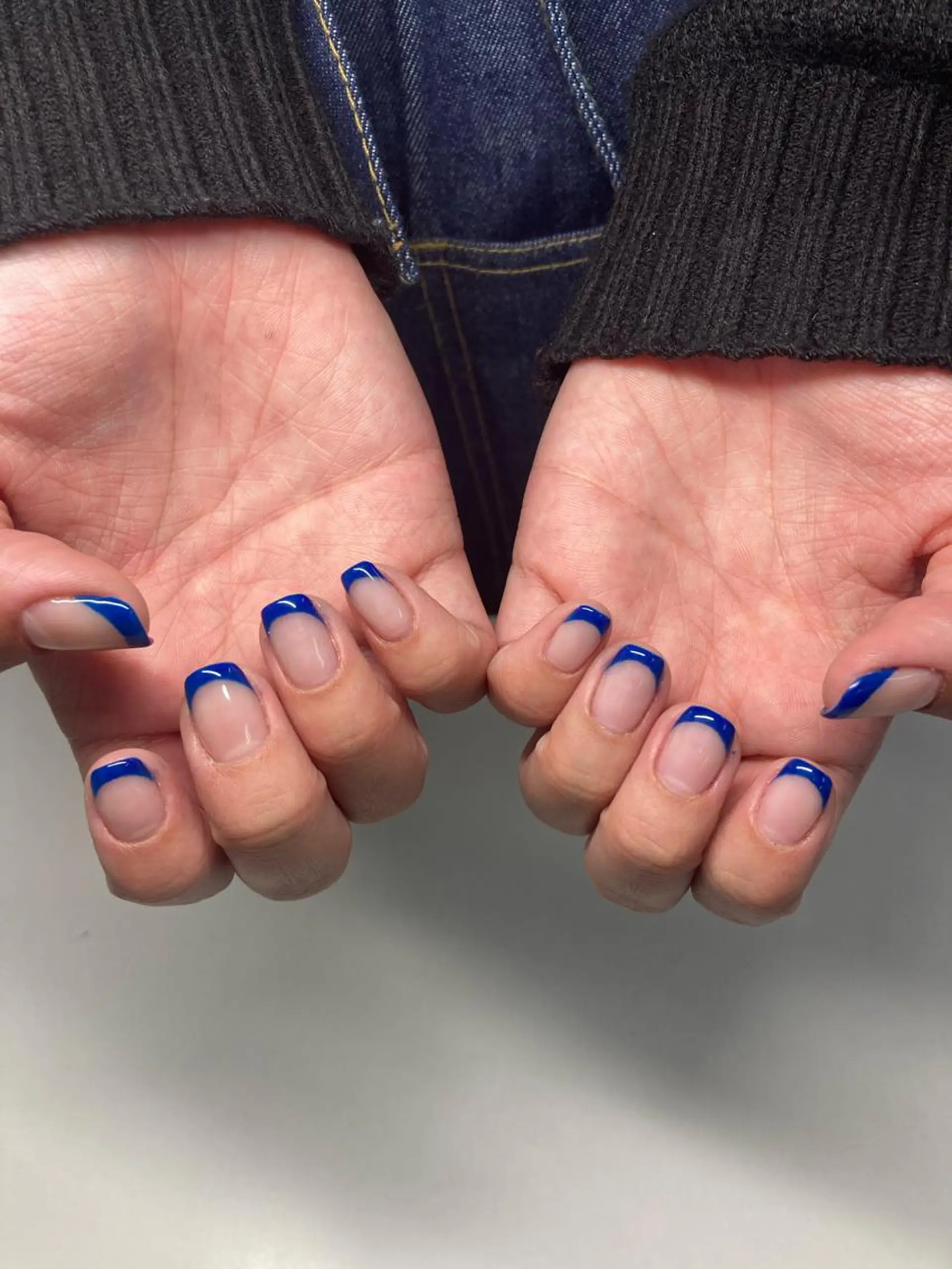 ネイル ブルー フレンチネイル MUKUTOU nail 　YUKIのネイルデザイン