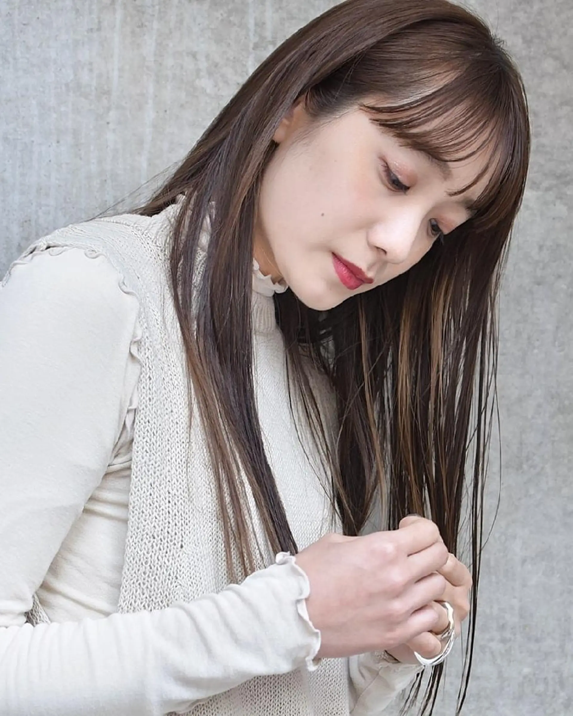 ロング カラー ヘアアレンジ ハイライトカラー ハイライト カット ヘアカラー トリートメント 南堀江 möwen ( メーヴェ )所属・mowen RUIのヘアスタイル