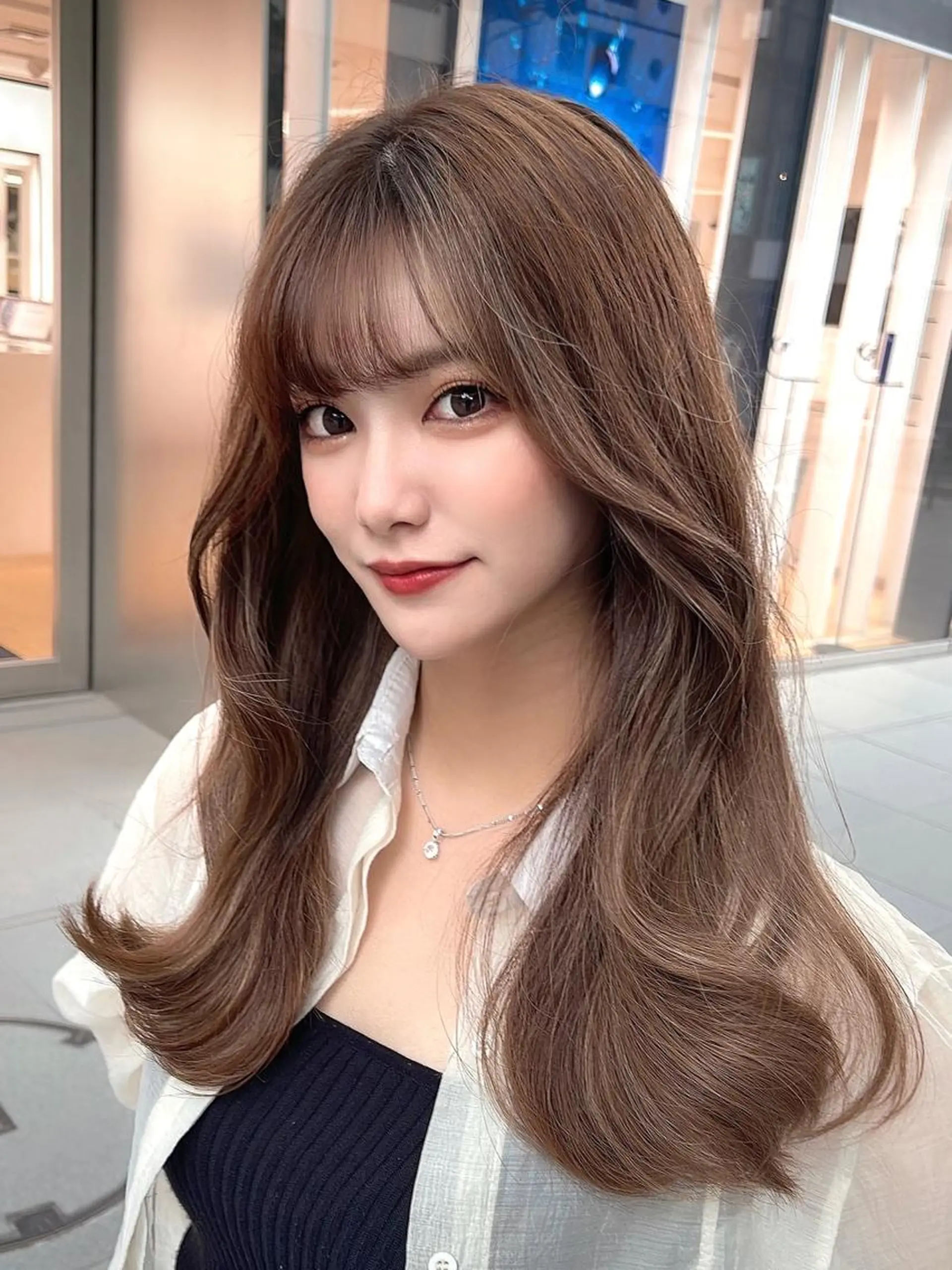 ロング カラー くびれヘア ヨシンモリ 韓国風ヘア サイドバング 小顔カット 顔周り特化/韓国ヘア /レイヤー/吉野幸大のヘアスタイル