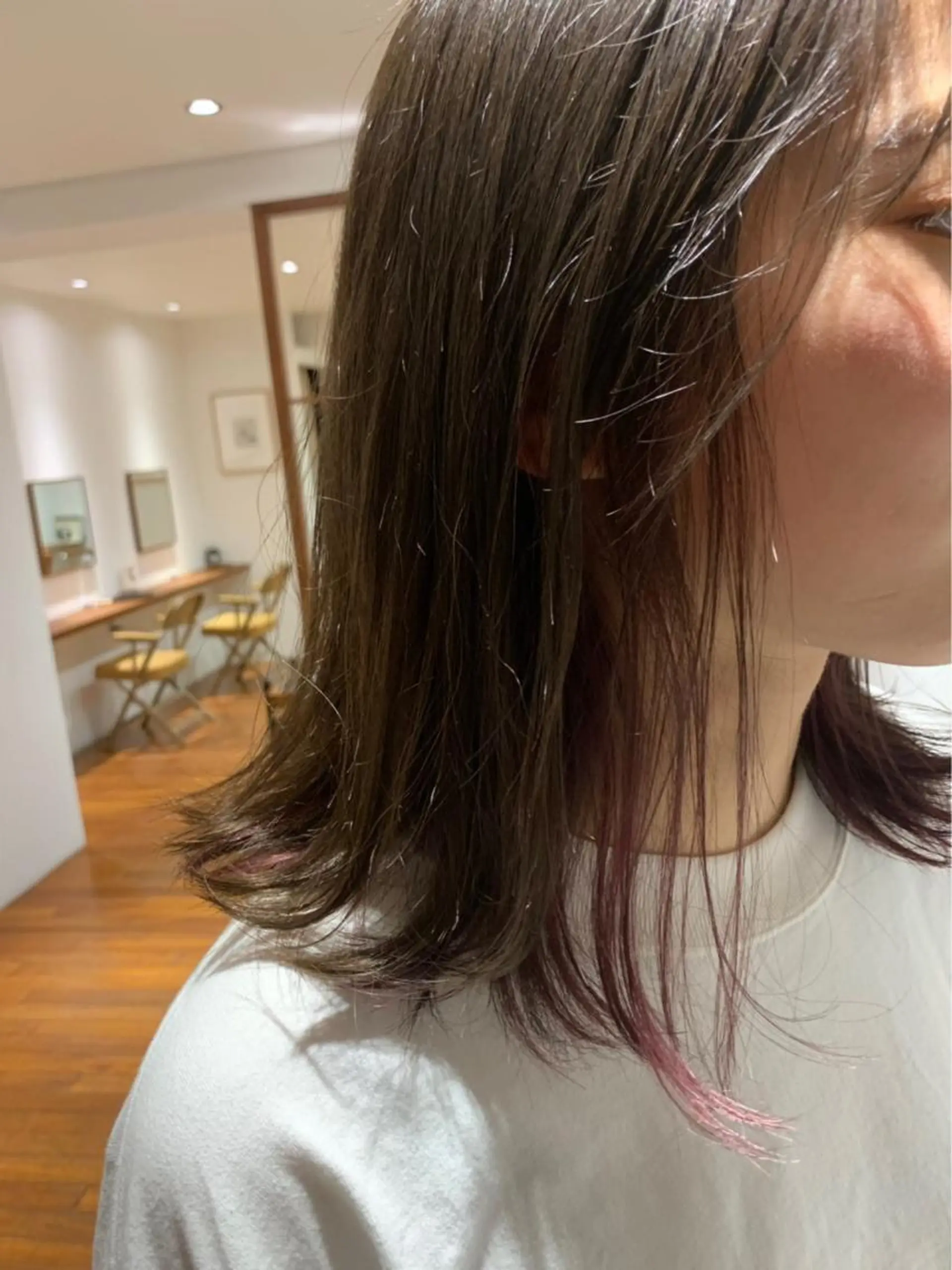 ミディアム カラー ヘアカラー トリートメント salowin三丁目所属・🟩ベージュ/ショー ト/ボブ🟩タカモリのヘアスタイル