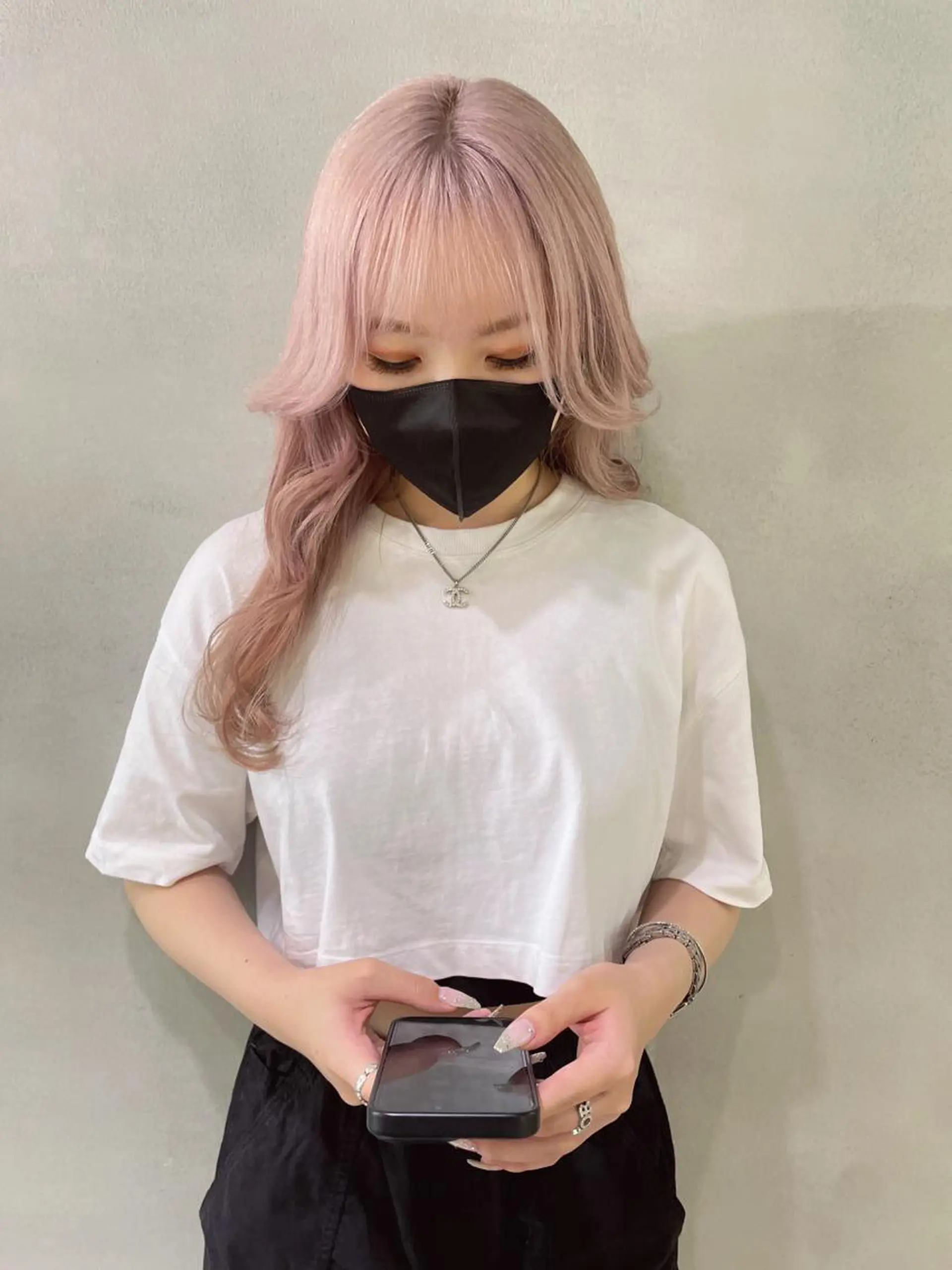 セミロング カラー ピンクカラー ホワイトピンク ヘアカラー トリートメント 心斎橋/ブリーチ minamiのヘアスタイル