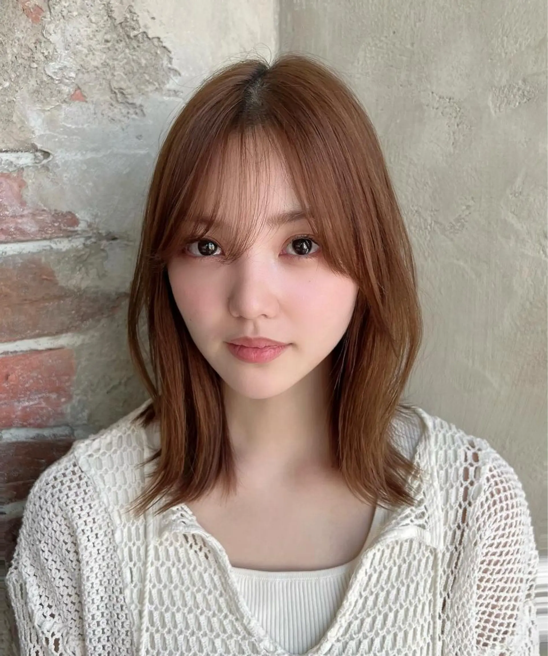 ミディアム カット ヘアカラー トリートメント 🧡くびれヘア/前髪 顔周り🧡久原結衣のヘアスタイル