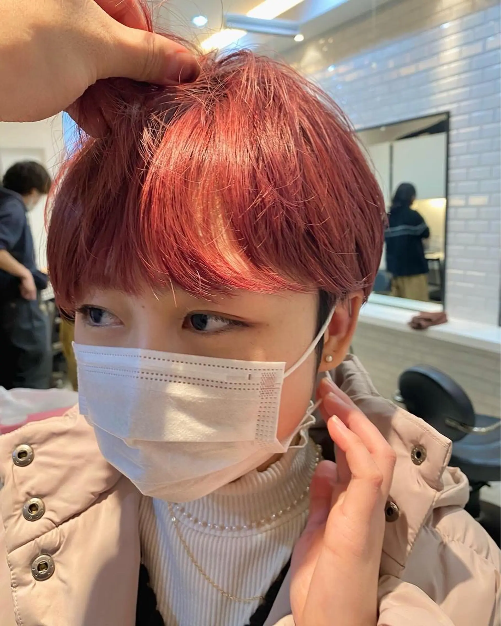 ショート カラー パーマ ヘアアレンジ メンズ メンズブリーチ メンズハイトーン ブリーチ ハイトーンカラー ピンクカラー 渋谷✨yuto✨全 メニュー得意です🙏のヘアスタイル