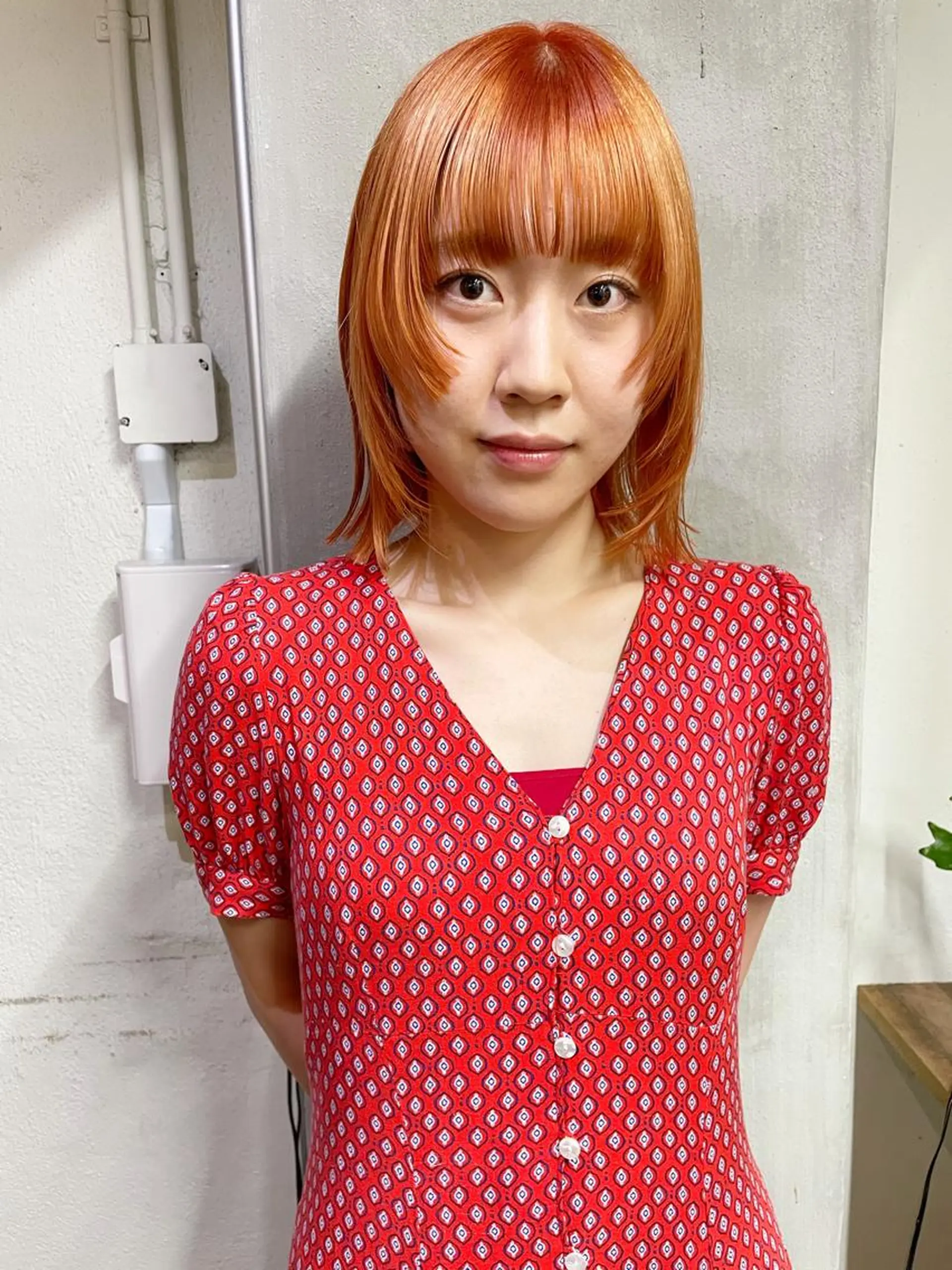 ミディアム カラー ヘアアレンジ カット ヘアカラー トリートメント 丸山渉/パーマ エフェクトブリーチのヘアスタイル