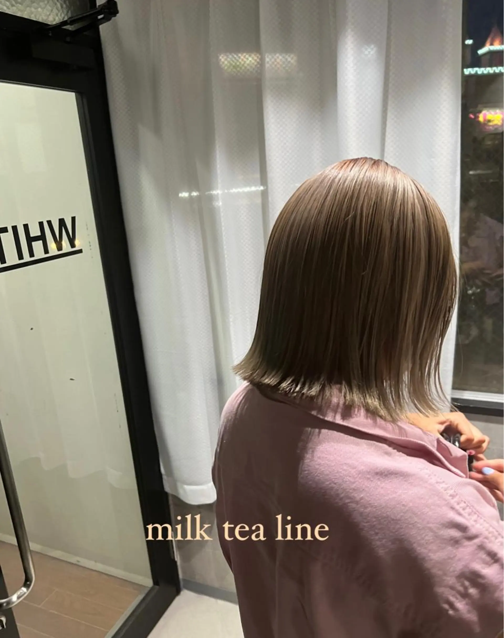 ミディアム カラー ヘアアレンジ ベージュカラー ミルクティーベージュ ヘアカラー トリートメント _WHITE京橋店所属・髪質改善_WHITE RYUSUKEのヘアスタイル