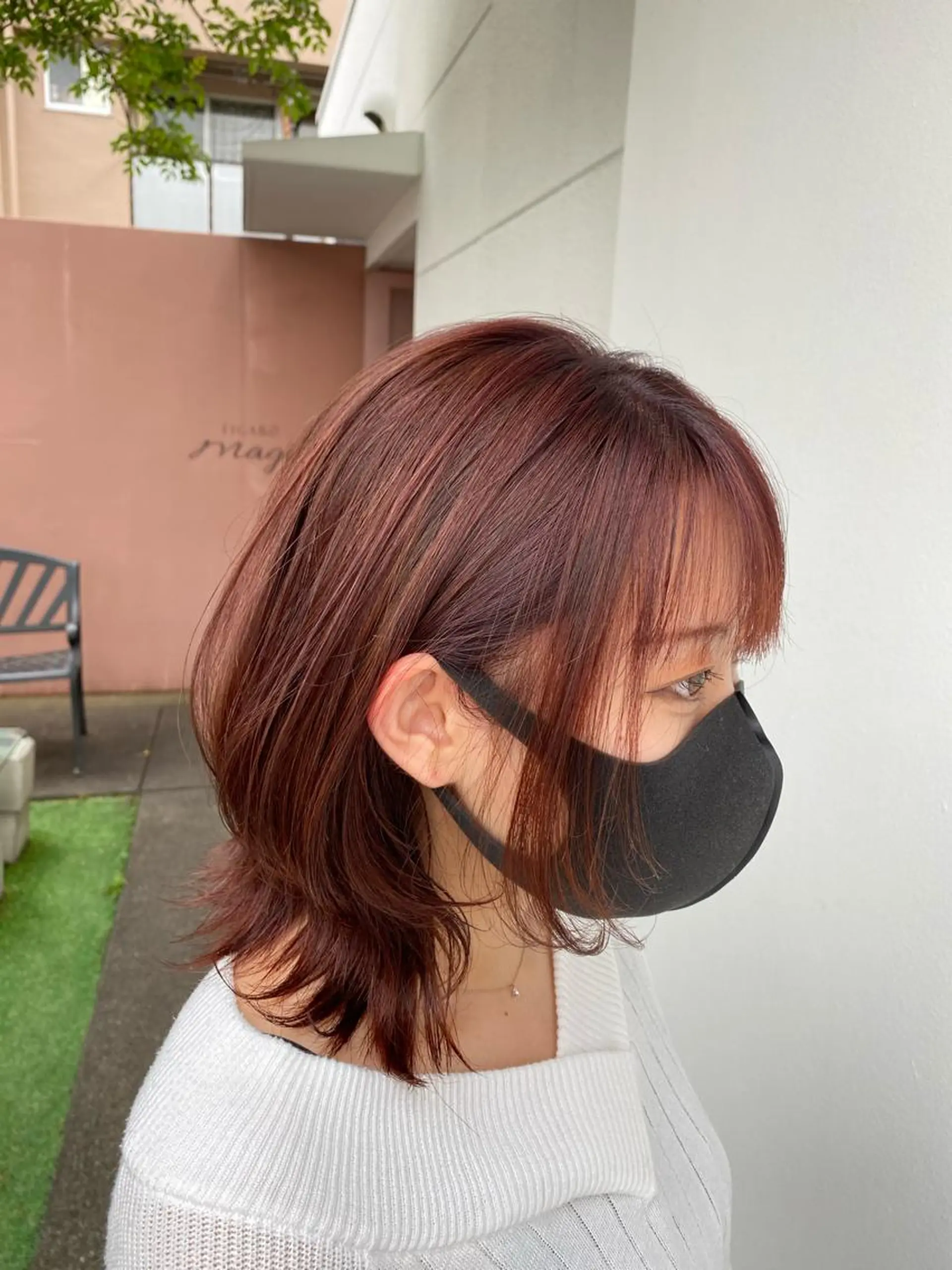 ミディアム レッドブラウン ウルフカット Jill franc ＿ ayanoのヘアスタイル