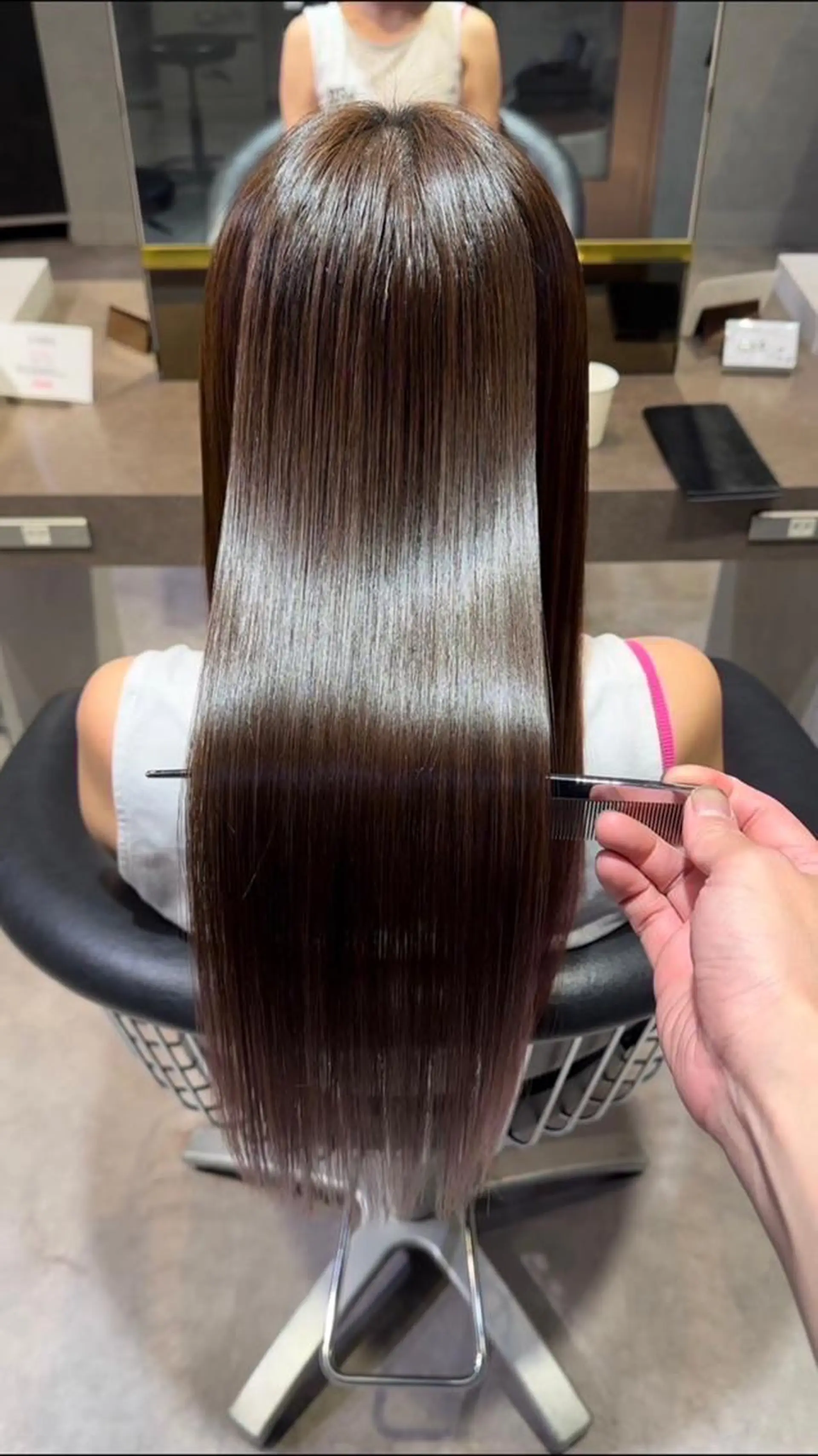 ロング カット 縮毛矯正 トリートメント 骨格補正似合わせ カット阿部建のヘアスタイル