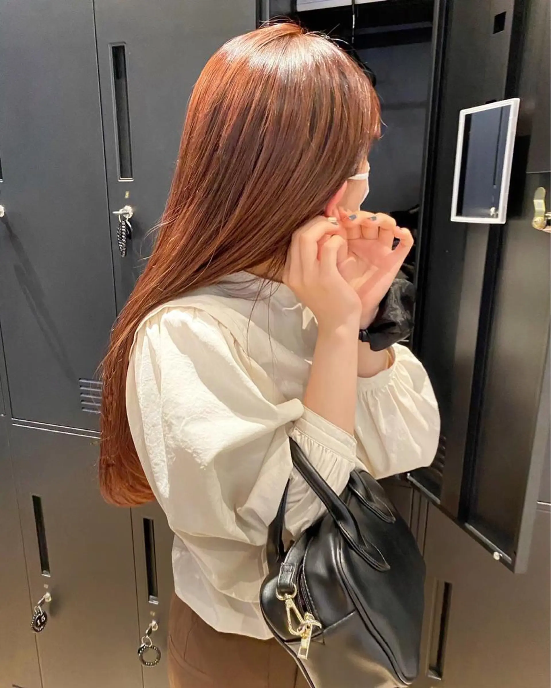 ロング カラー ブラウンカラー オレンジ オレンジブラウン 🧡ono🧡暖色/ 切りっぱなしボブ🧡のヘアスタイル