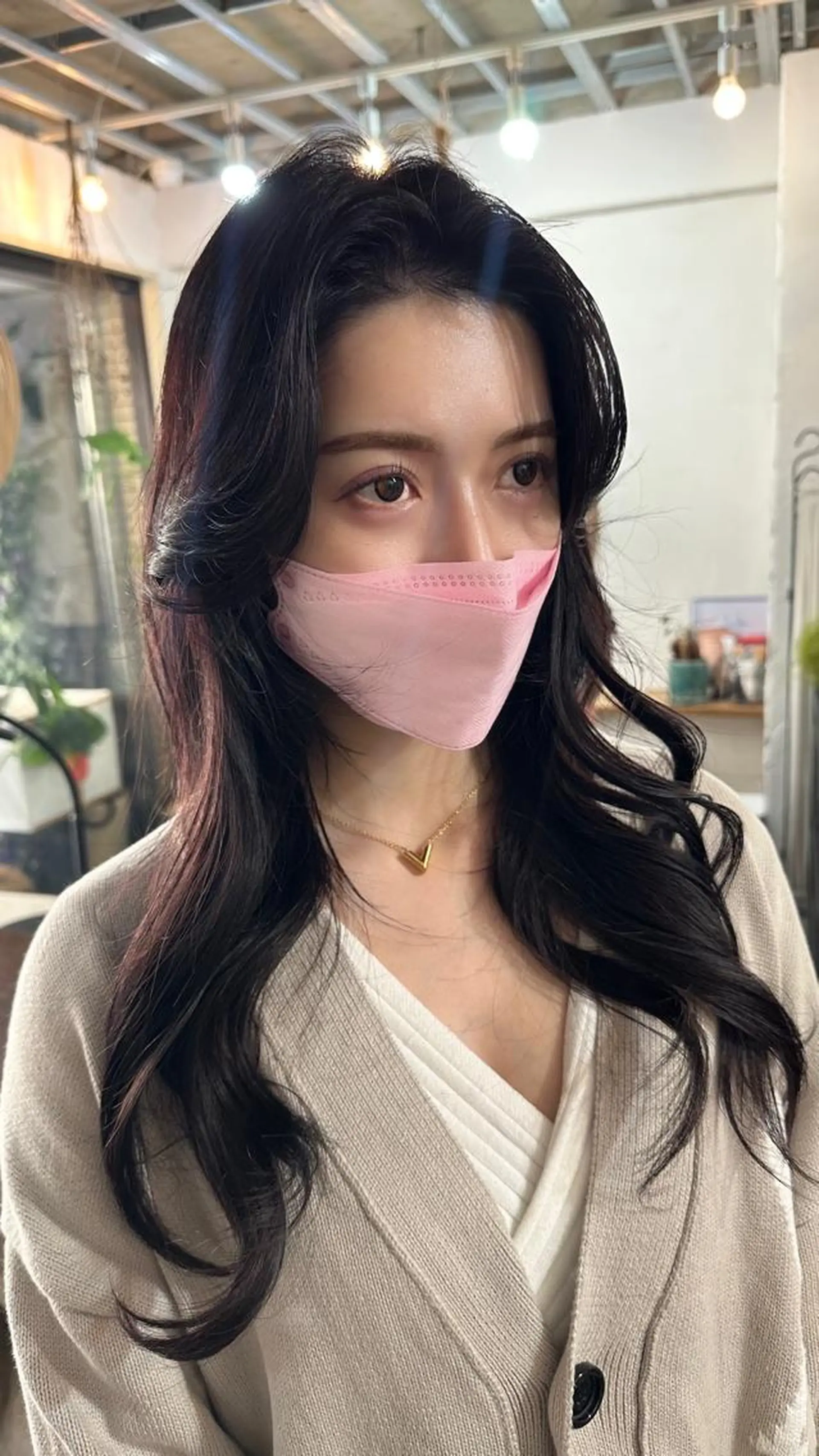 ロング カラー 切りっぱなしボブ ショートボブ バレイヤージュ ベージュカラー 黒髪 カット ヘアカラー トリートメント フリーランス所属・韓国ヘア レイヤー くびれヘアMATSUのヘアスタイル