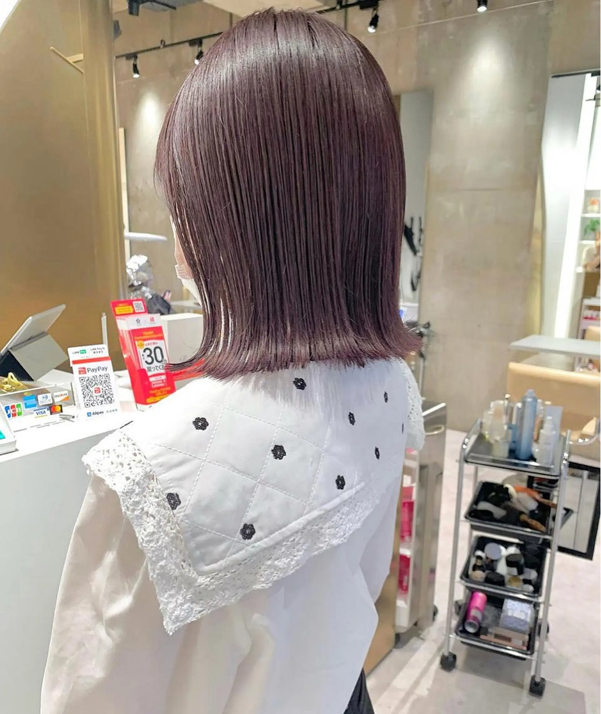 ミディアム カラー ブリーチ ラベンダーカラー ラベンダーピンク ピンクカラー ヘアカラー mina🪐立川駅/ レイヤー/ボブのヘアスタイル