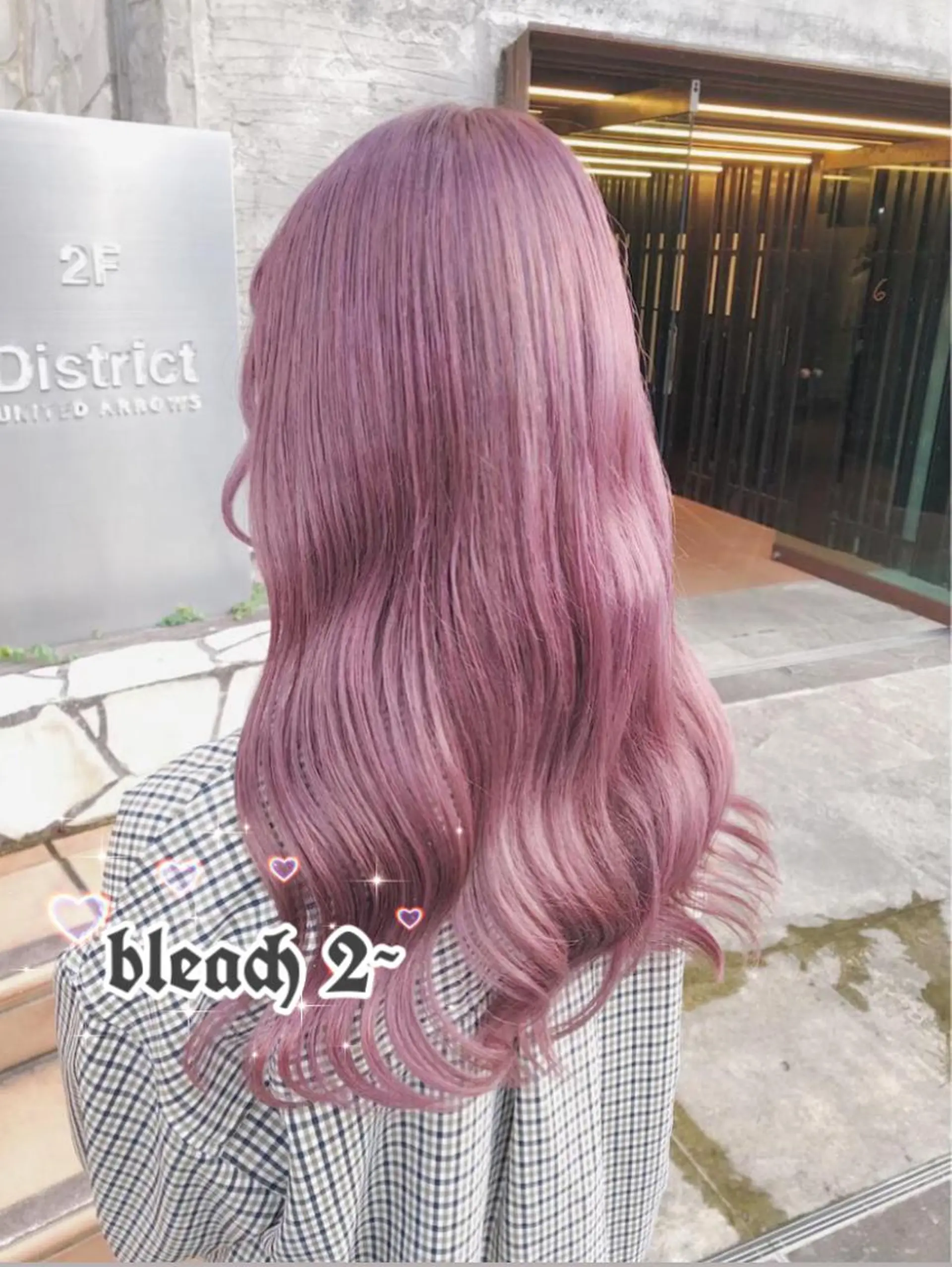 ロング アッシュ アッシュグレー アッシュグレージュ ミストバング ピンクブラウン ハイトーン×エクステ 💞くるみのヘアスタイル
