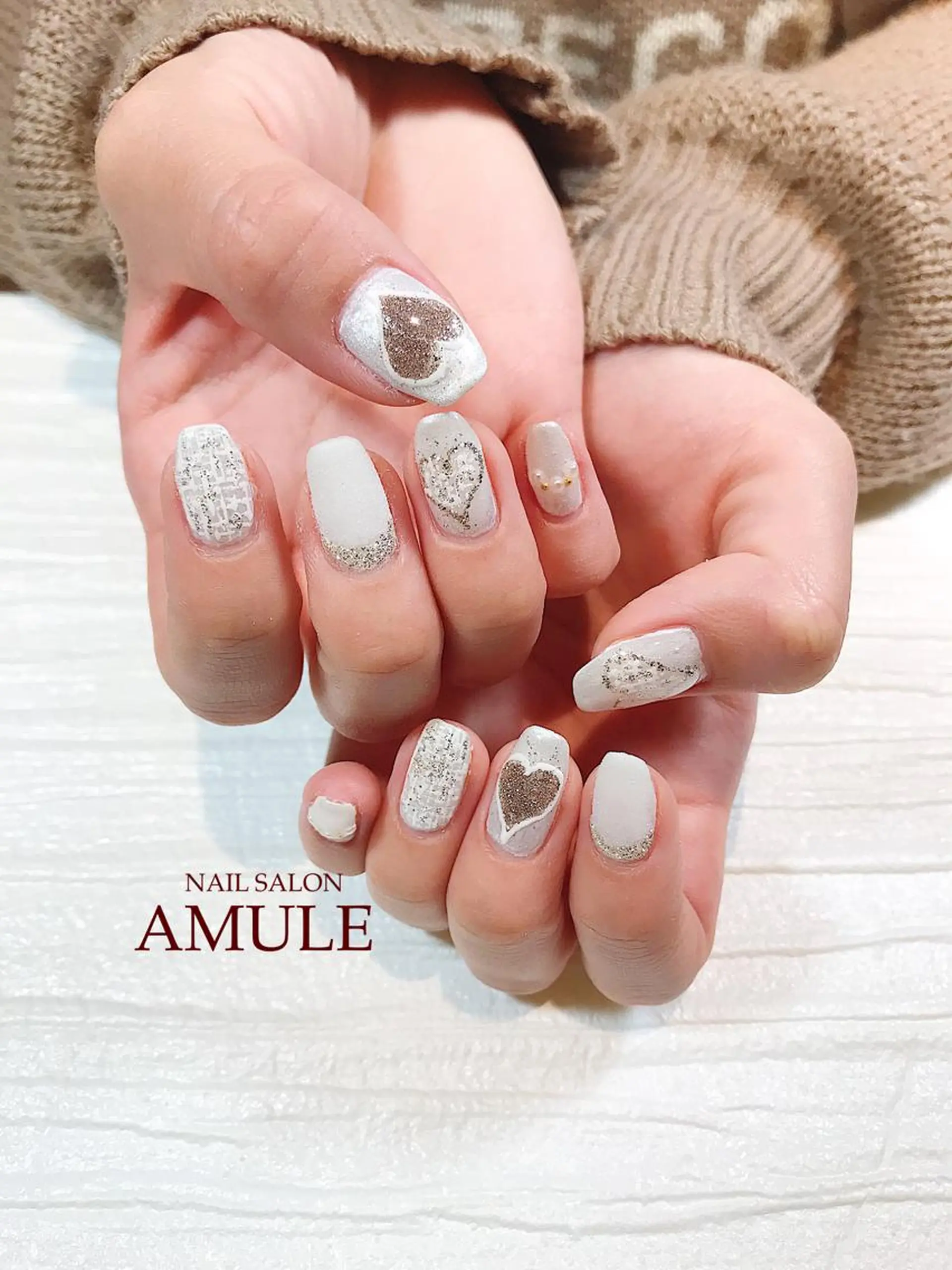 ネイル ワンカラーネイル ツイードネイル ハンドネイル NAILSALON AMULEのネイルデザイン