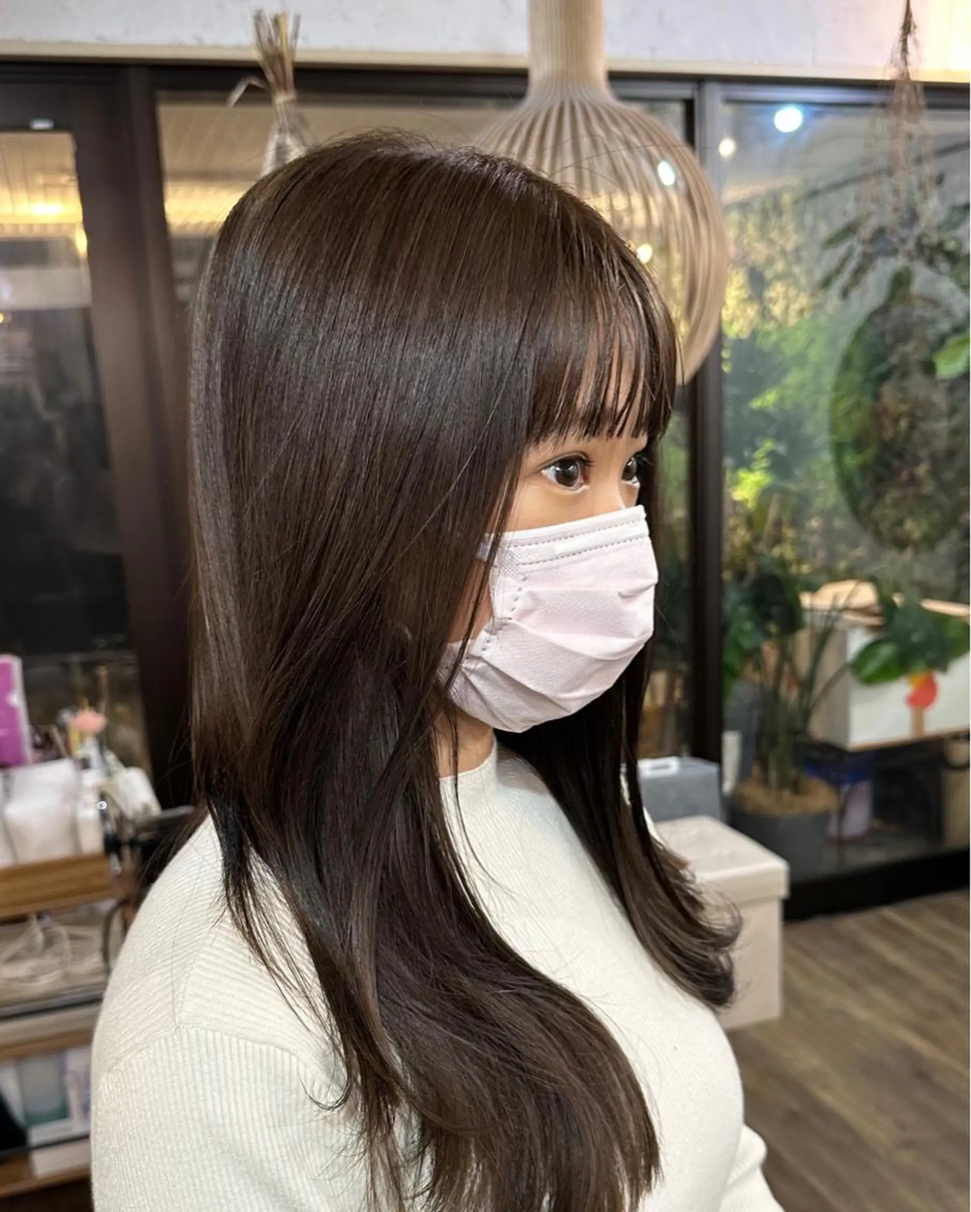 ロング カラー 切りっぱなしボブ ショートボブ バレイヤージュ ベージュカラー 黒髪 カット ヘアカラー トリートメント フリーランス所属・韓国ヘア レイヤー くびれヘアMATSUのヘアスタイル
