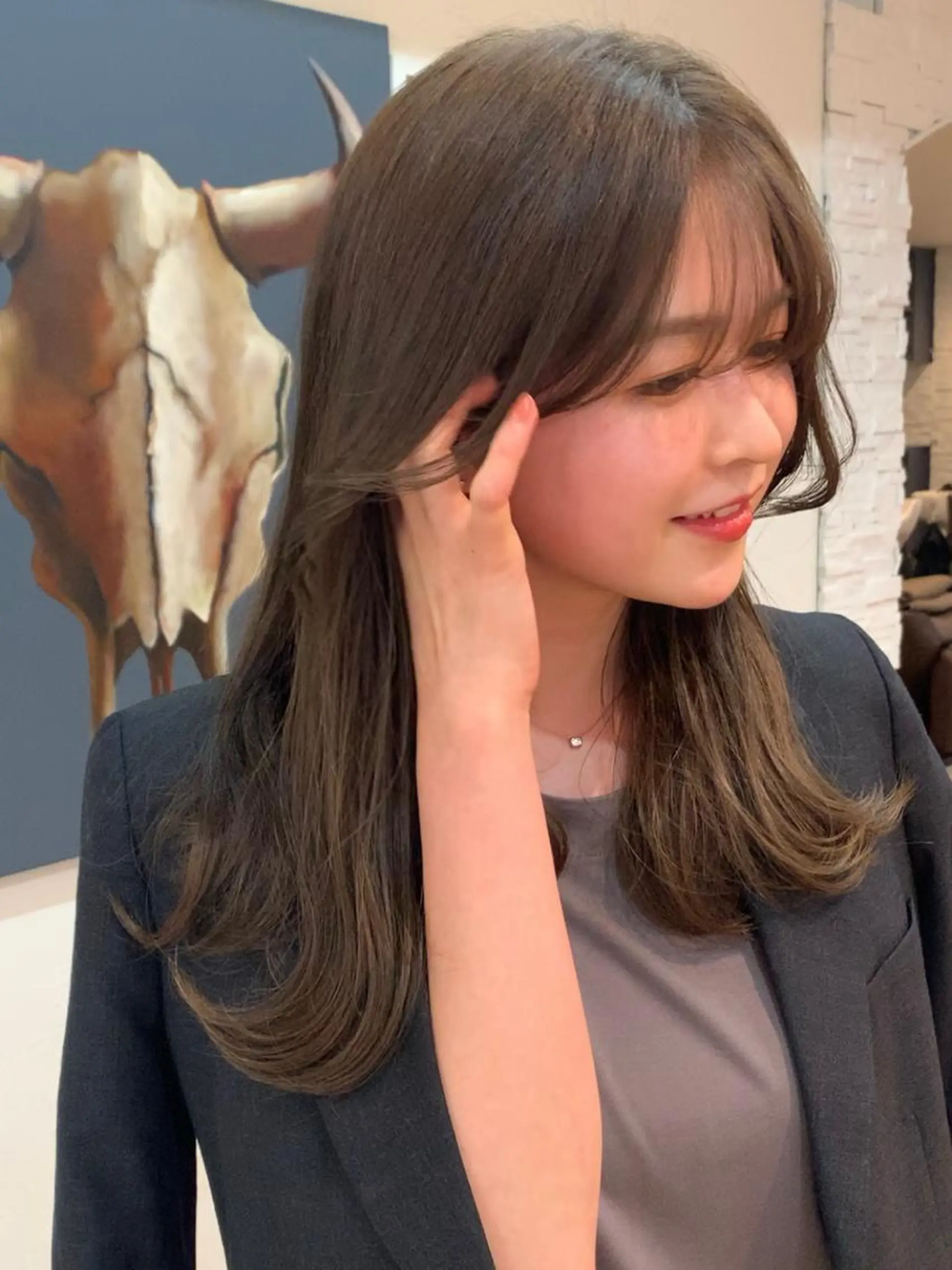 ロング カラー ベージュカラー オリーブベージュ 【韓国風くびれヘア】 joule小木曽輝のヘアスタイル