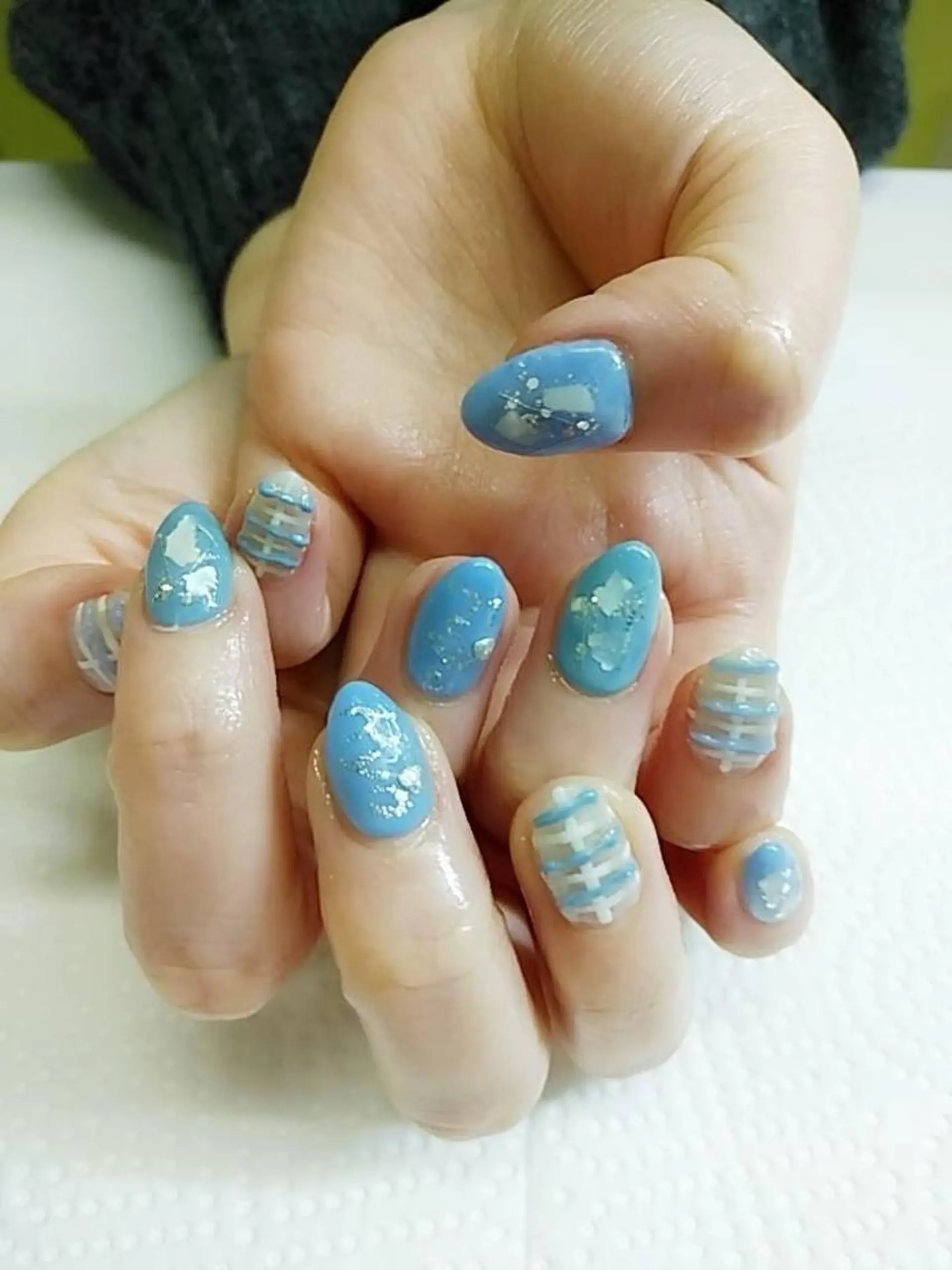 ネイル ブルー 持ち込み プライベートサロン RosyLily所属・プライベートサロン Rosy Lilyのネイルデザイン