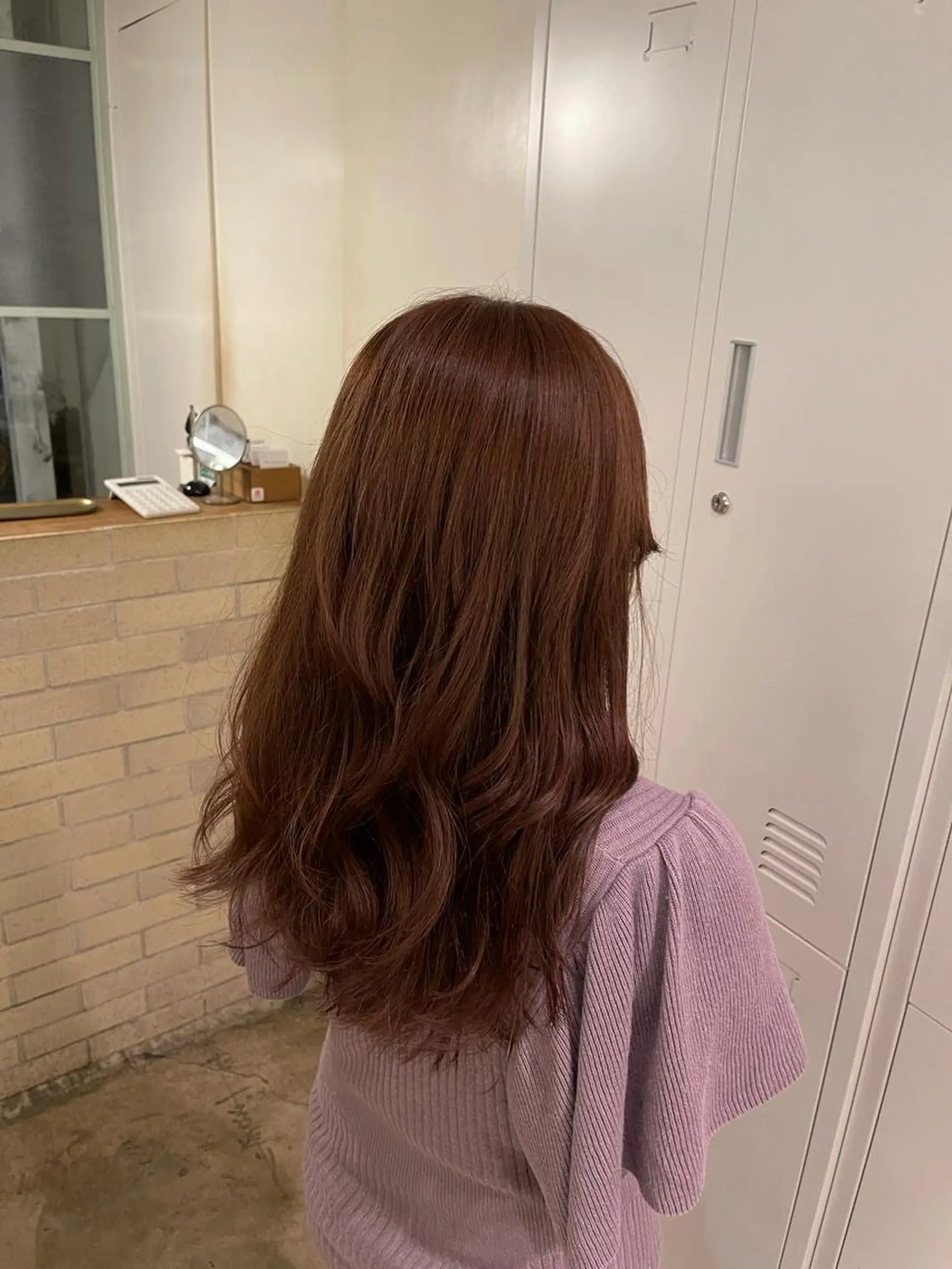 ミディアム ピンクブラウン カット ヘアカラー トリートメント TELA HAIR草加店所属・西久保 光のヘアスタイル