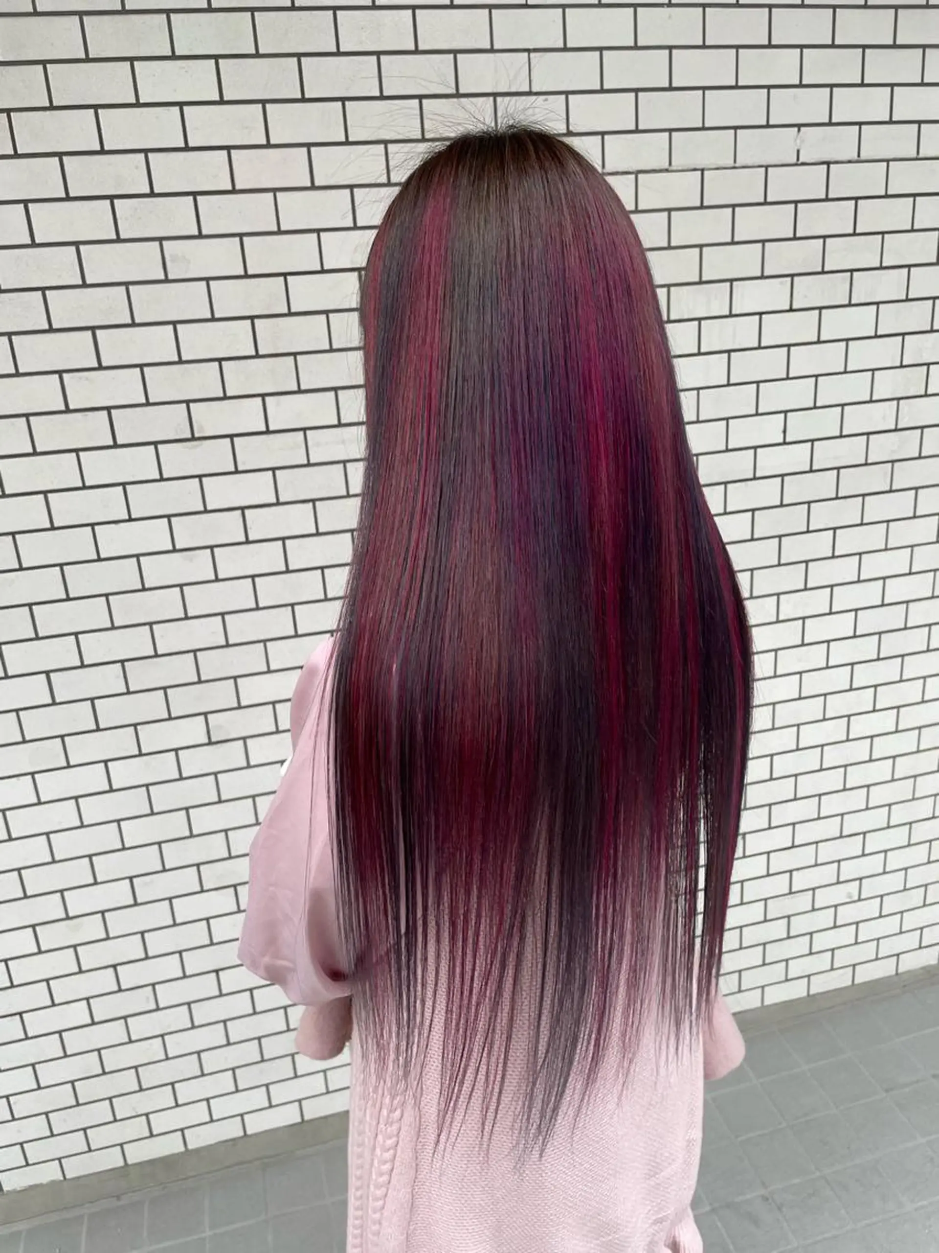 ロング カラー アッシュ デザインカラー ピンクカラー パープルカラー パープルアッシュ 中嶋 ナカジマのヘアスタイル