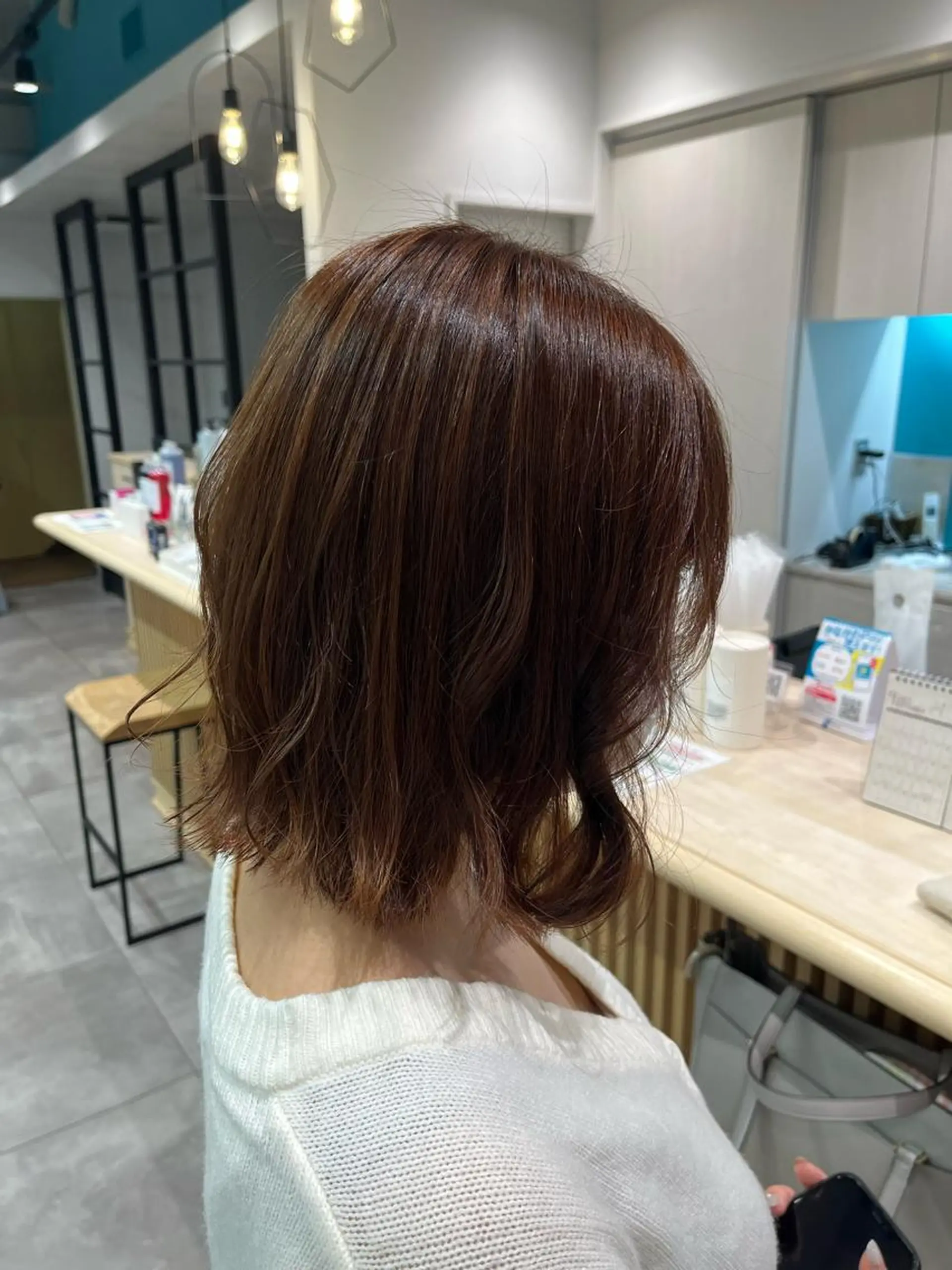 ミディアム カラー ブラウンカラー オレンジ オレンジブラウン ヘアカラー トリートメント おおや みゆのマツエク・マツパデザイン