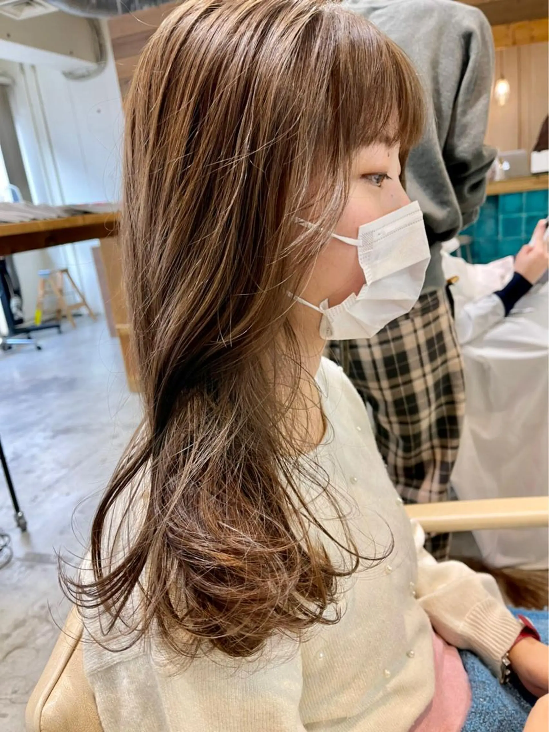 ロング カラー パープルカラー シルバー パーマ美容師 hanaのヘアスタイル