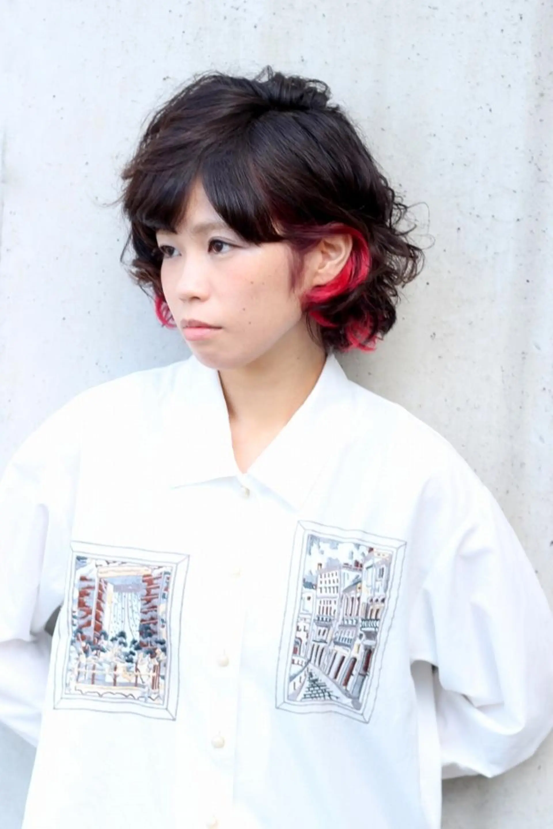 ショート カラー パーマ レッドカラー 村上 貴徳のヘアスタイル